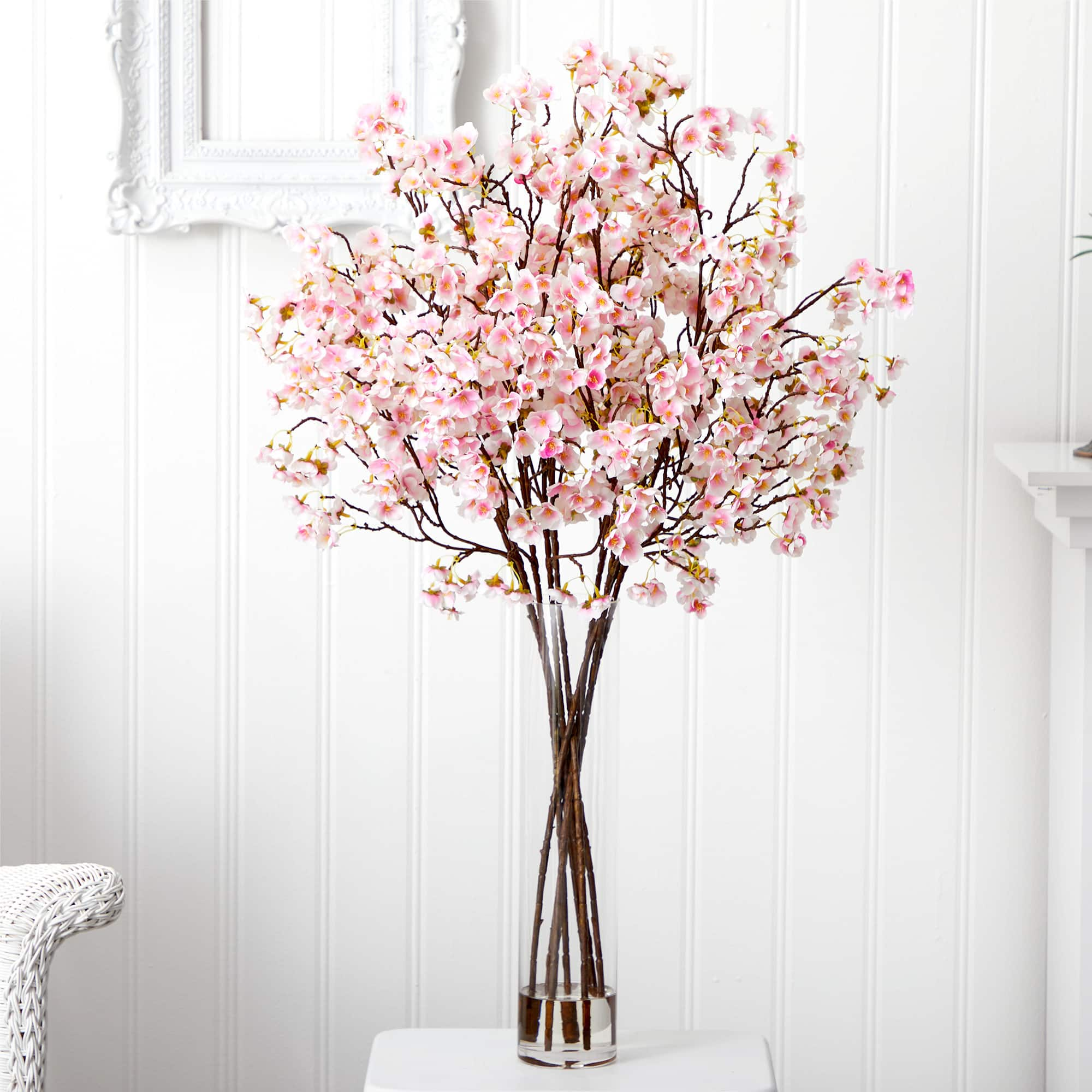 32&#x22; Artificial Cherry Blossom Arrangement with Glass Cylinder Vase