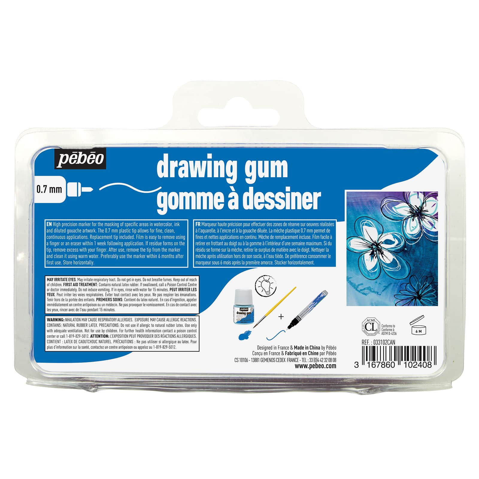 Pebeo Drawing Gum Pen - 0.7mm Nib - Includes Nib Replacement - Single Pen
