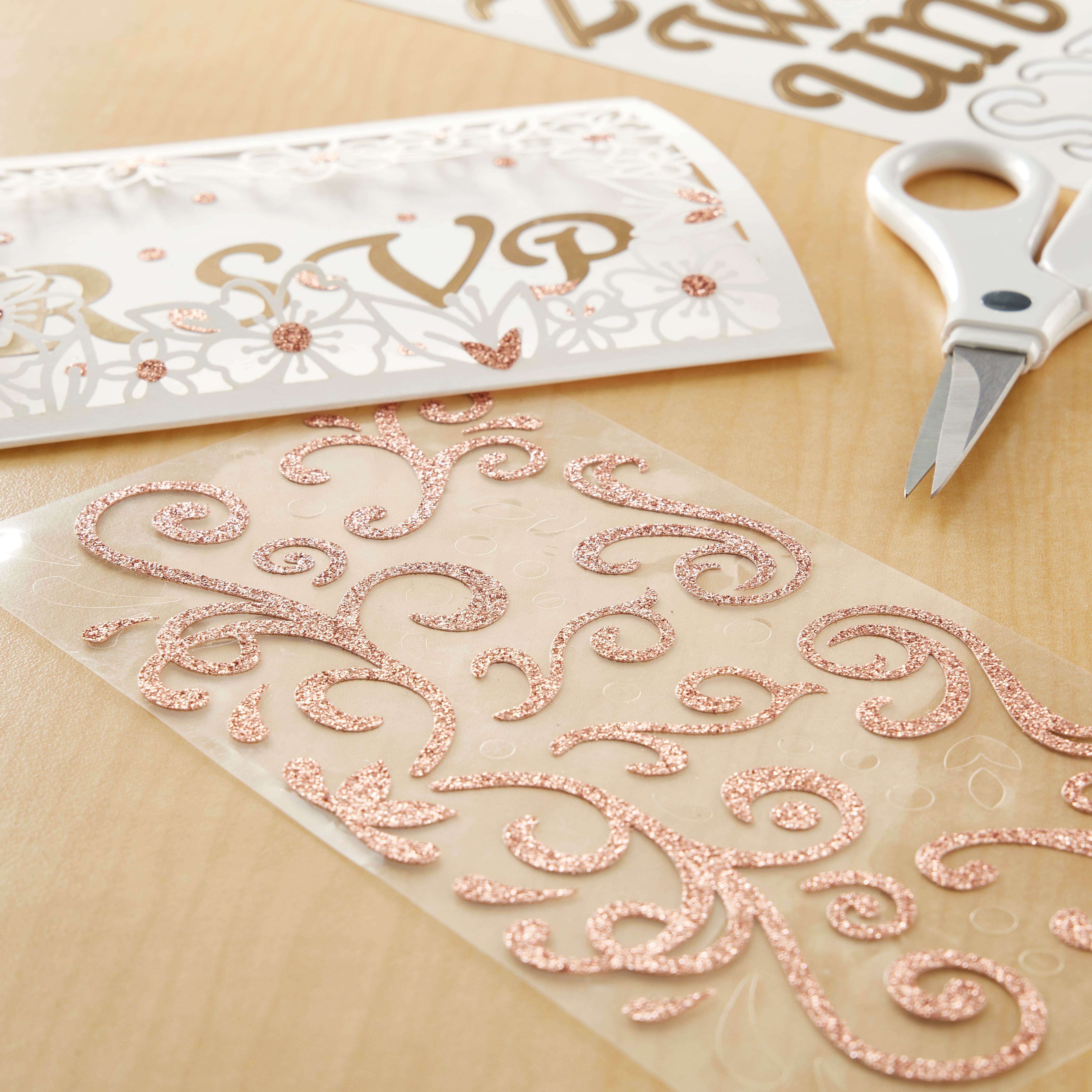 Rose Gold Glitter Swirl Stickers by Recollections™