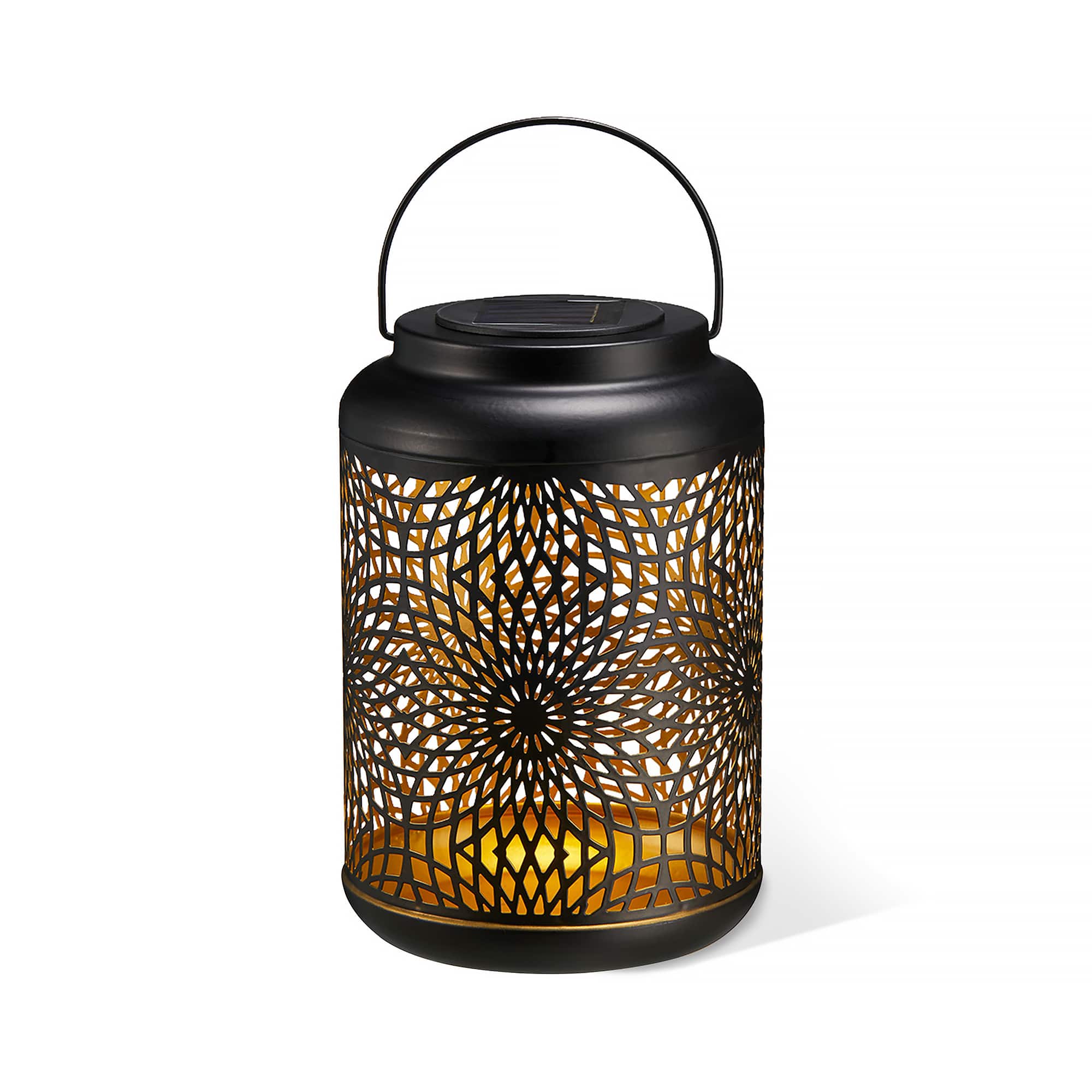 Glitzhome® 9" Cutout Metal Solar Powered Outdoor Hanging Lantern