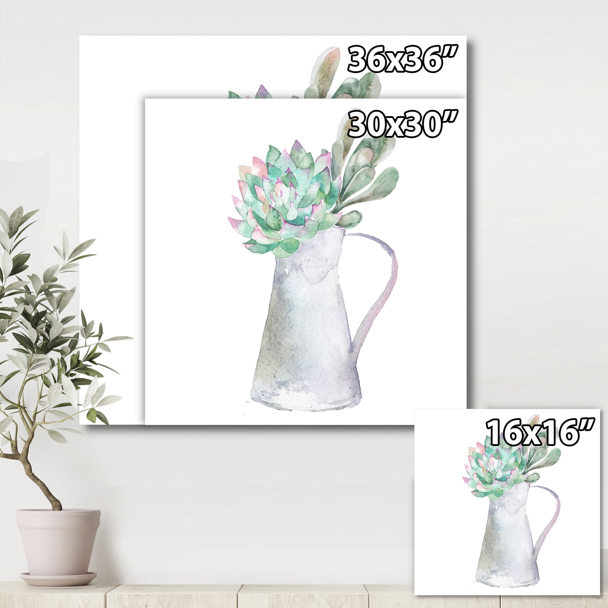 Designart - Succulent Home Plant - Traditional Canvas Wall Art Print