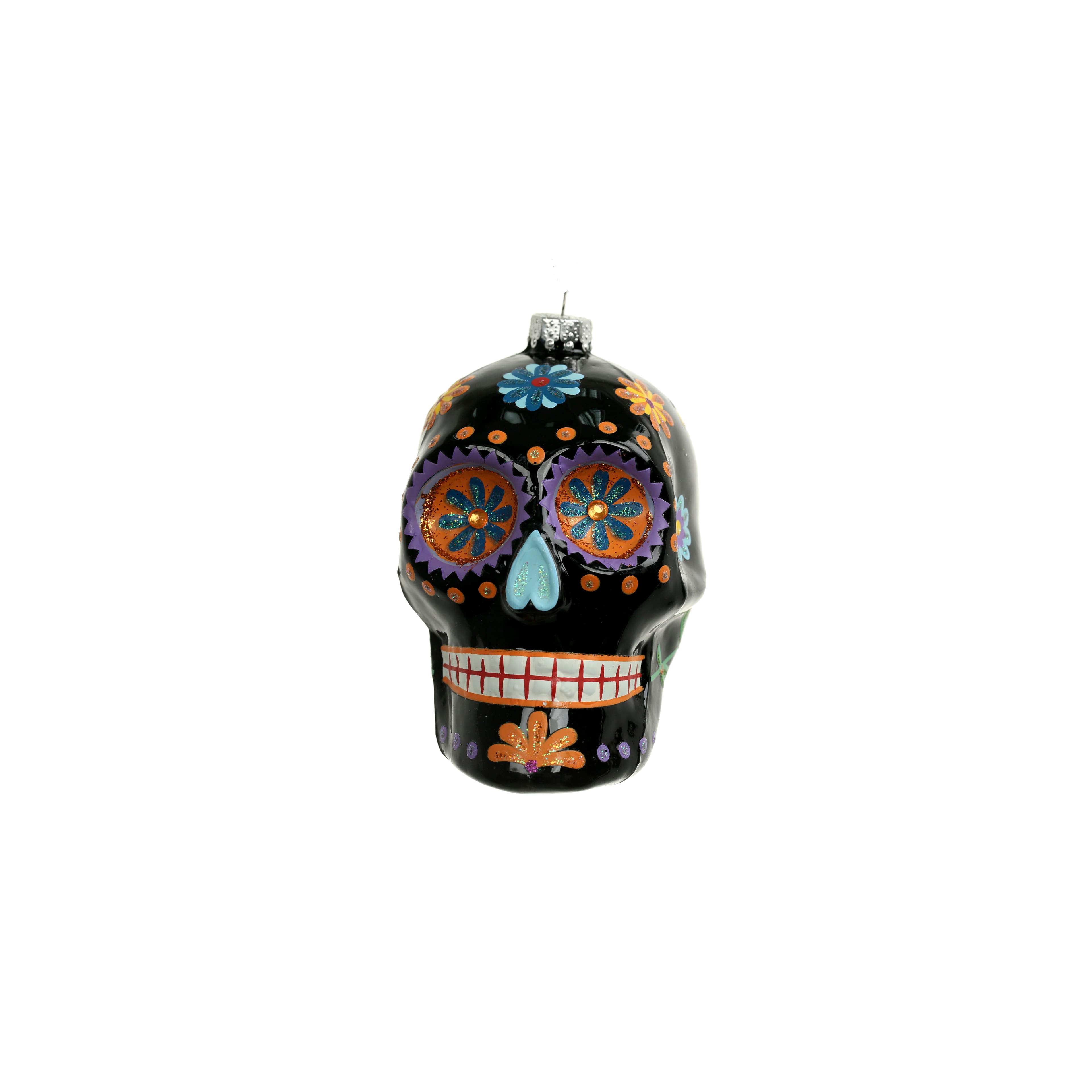 3.75&#x22; Black Sugar Skull Glass Ornament by Ashland&#xAE;
