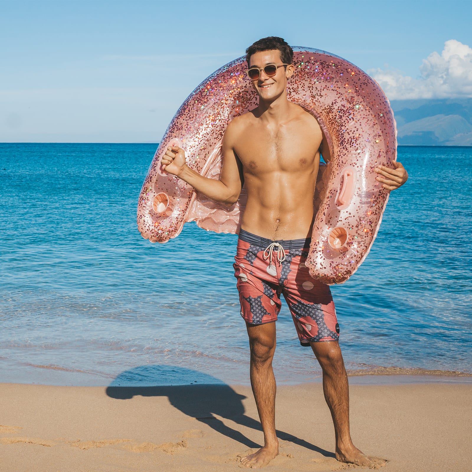 PoolCandy Glitterfied® 48" Rose Gold Glitter Sun Chair