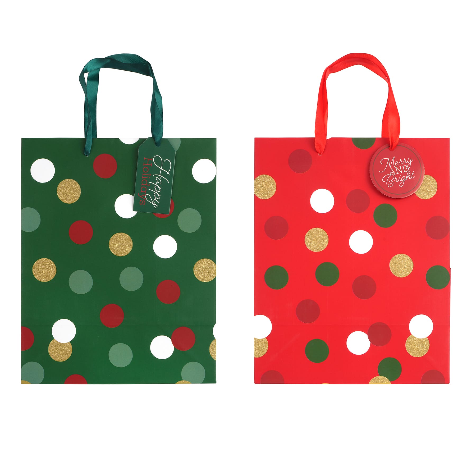 10&#x22; Festive Polka Dot Gift Bag Set by Celebrate It&#xAE;