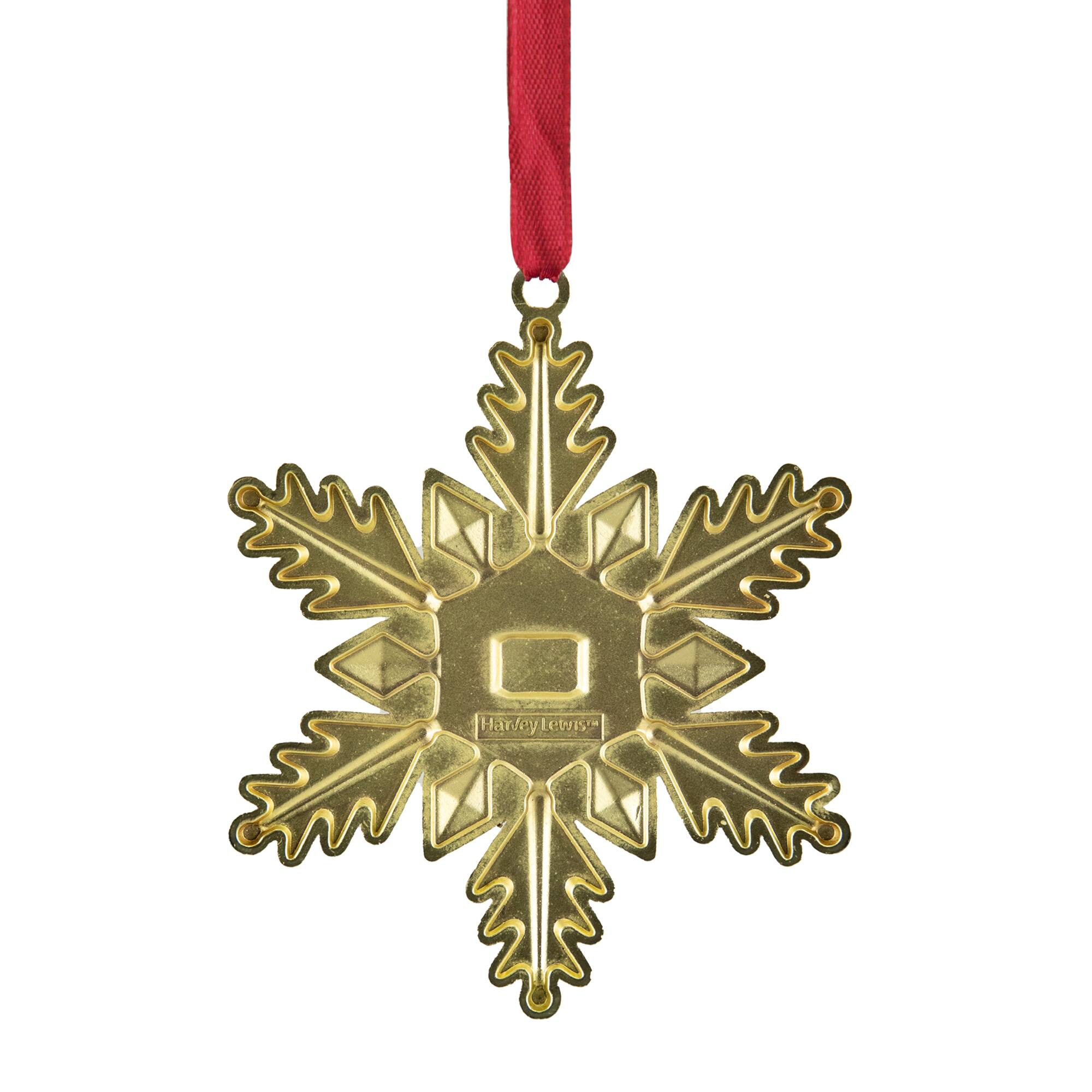 3.5" Gold Brass-Plated Snowflake with European Crystals Ornament
