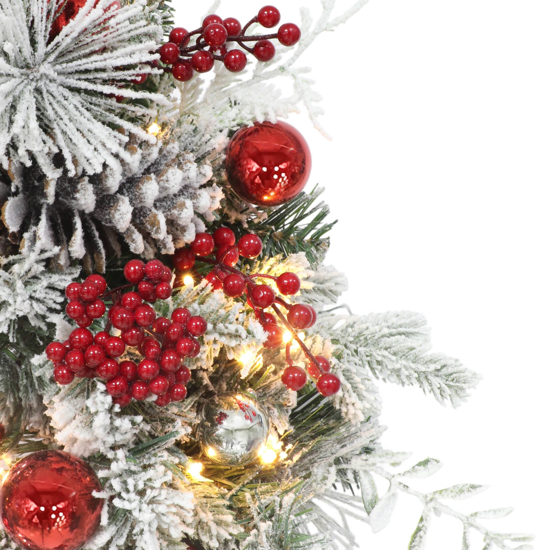 26&#x22; Battery-Operated Pre-Lit Decorated with Red Bow