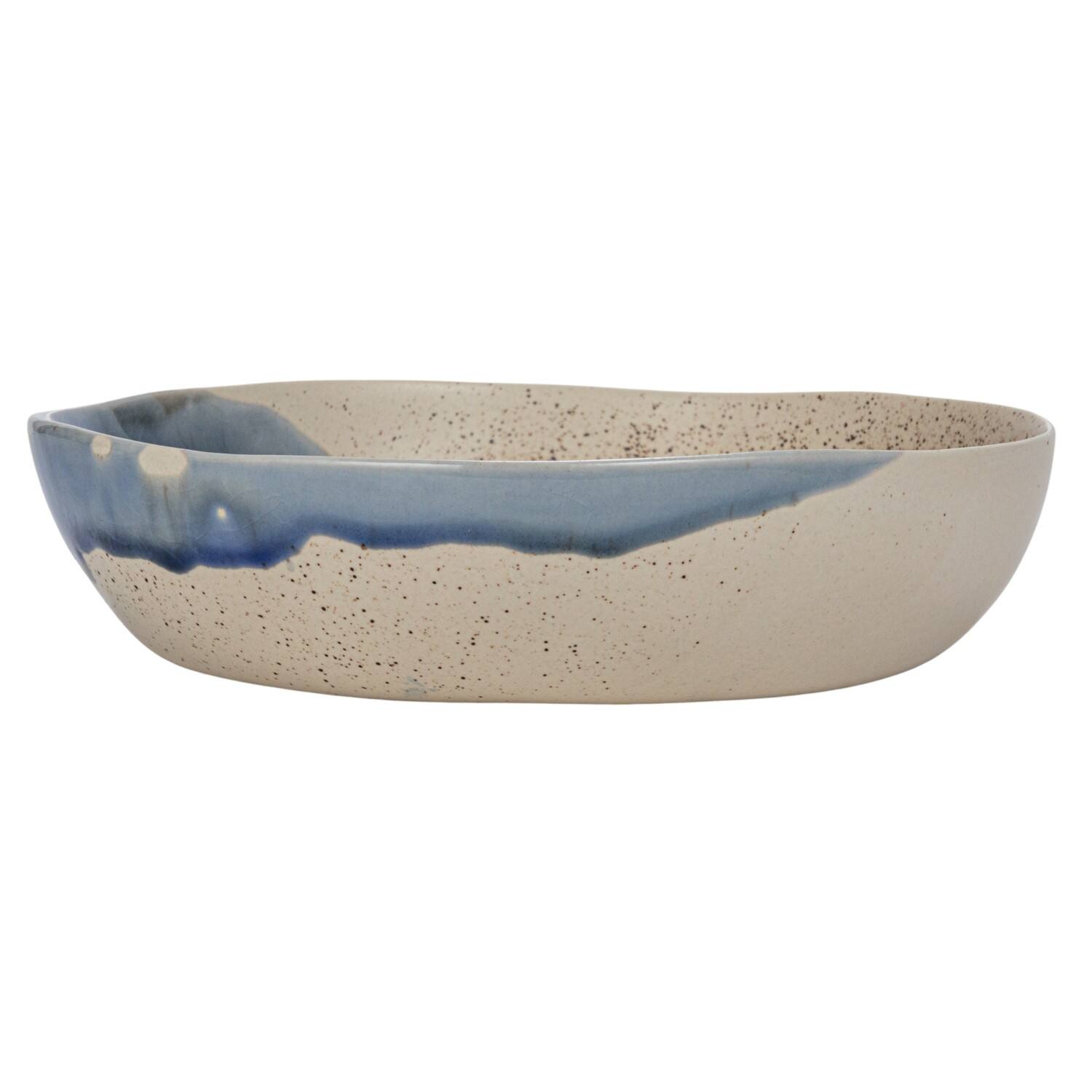 Hello Honey® 8.25" Blue & Cream Crackle Glaze Stoneware Serving Bowl