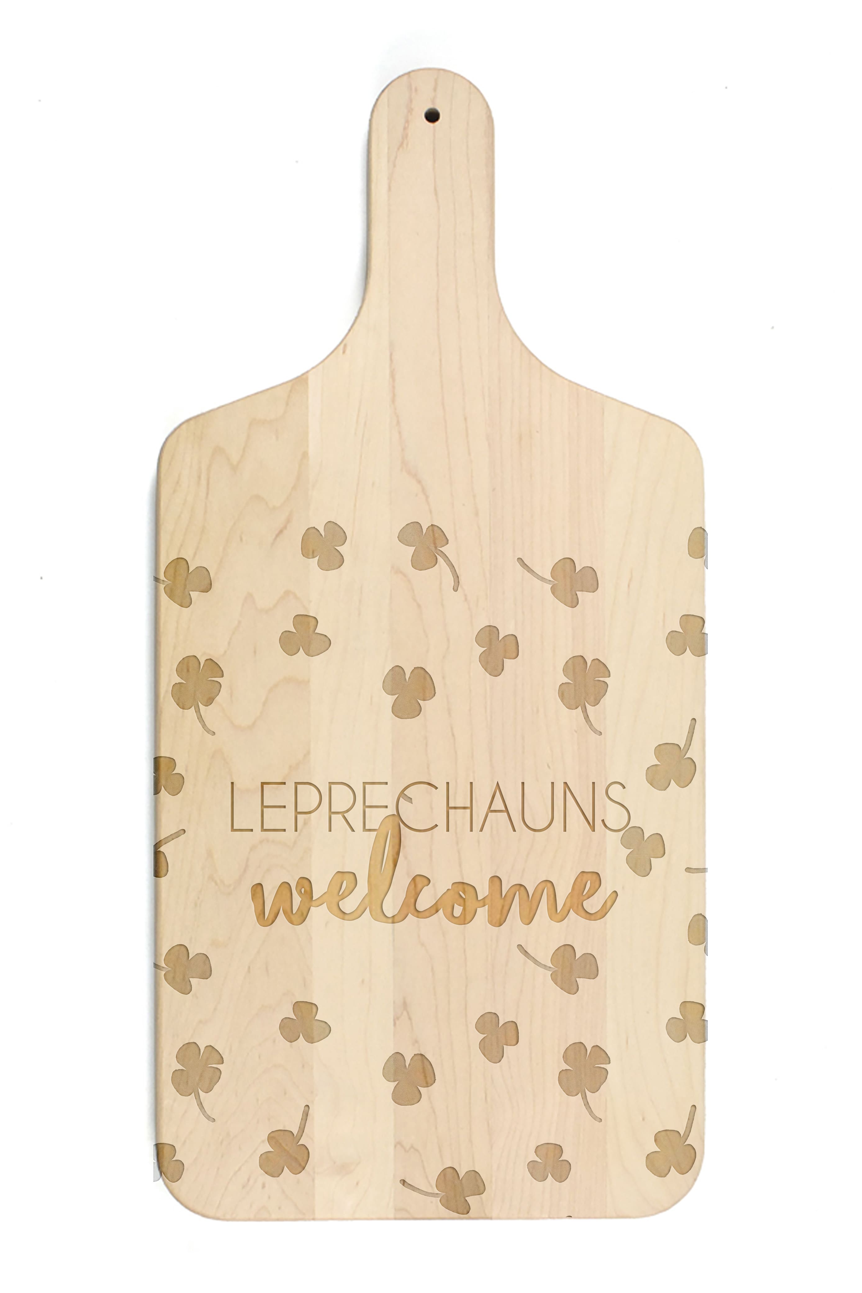 17" Leprechauns Welcome Maple Paddle Cutting Board