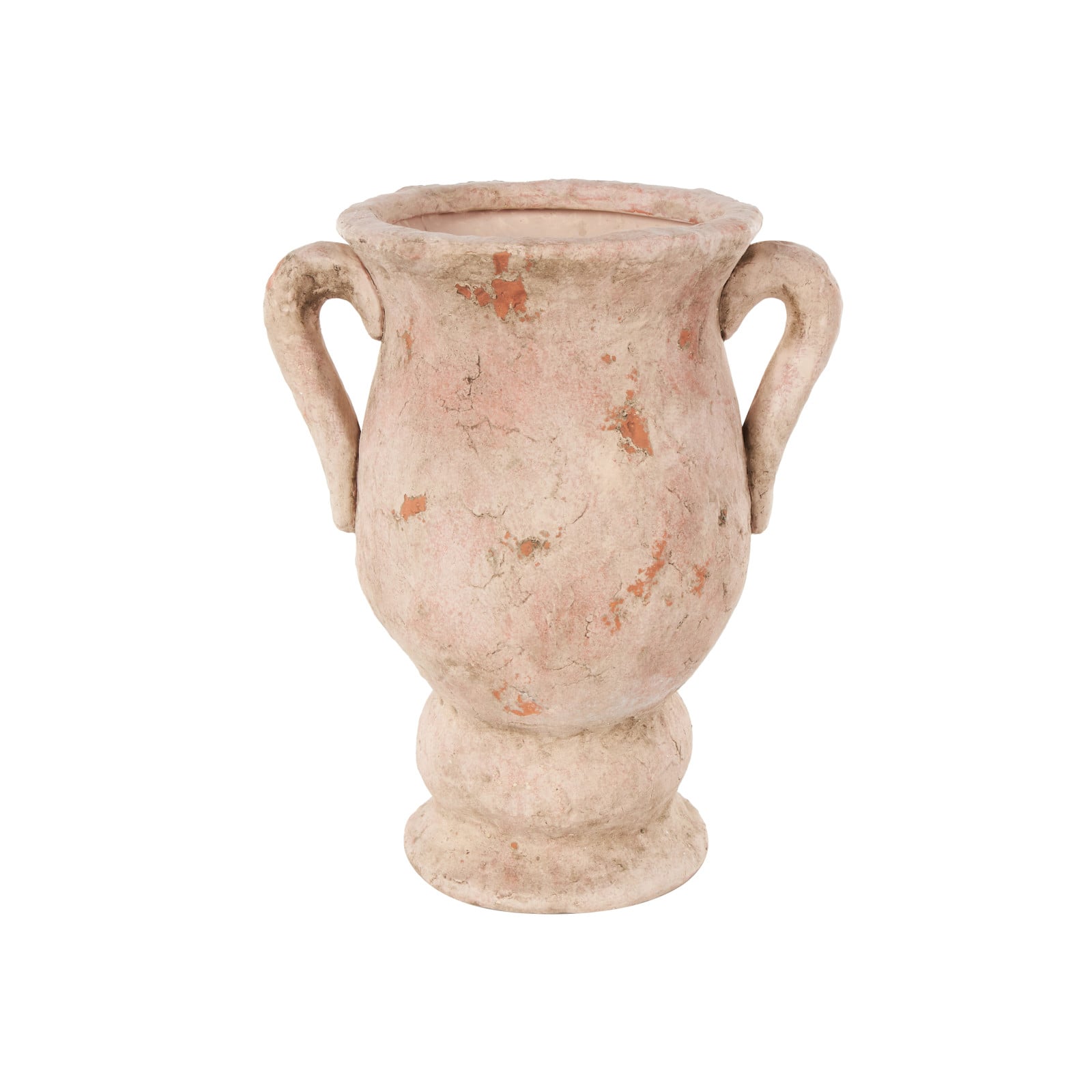 17" Pink Ceramic Antique Style Distressed Decorative Vase