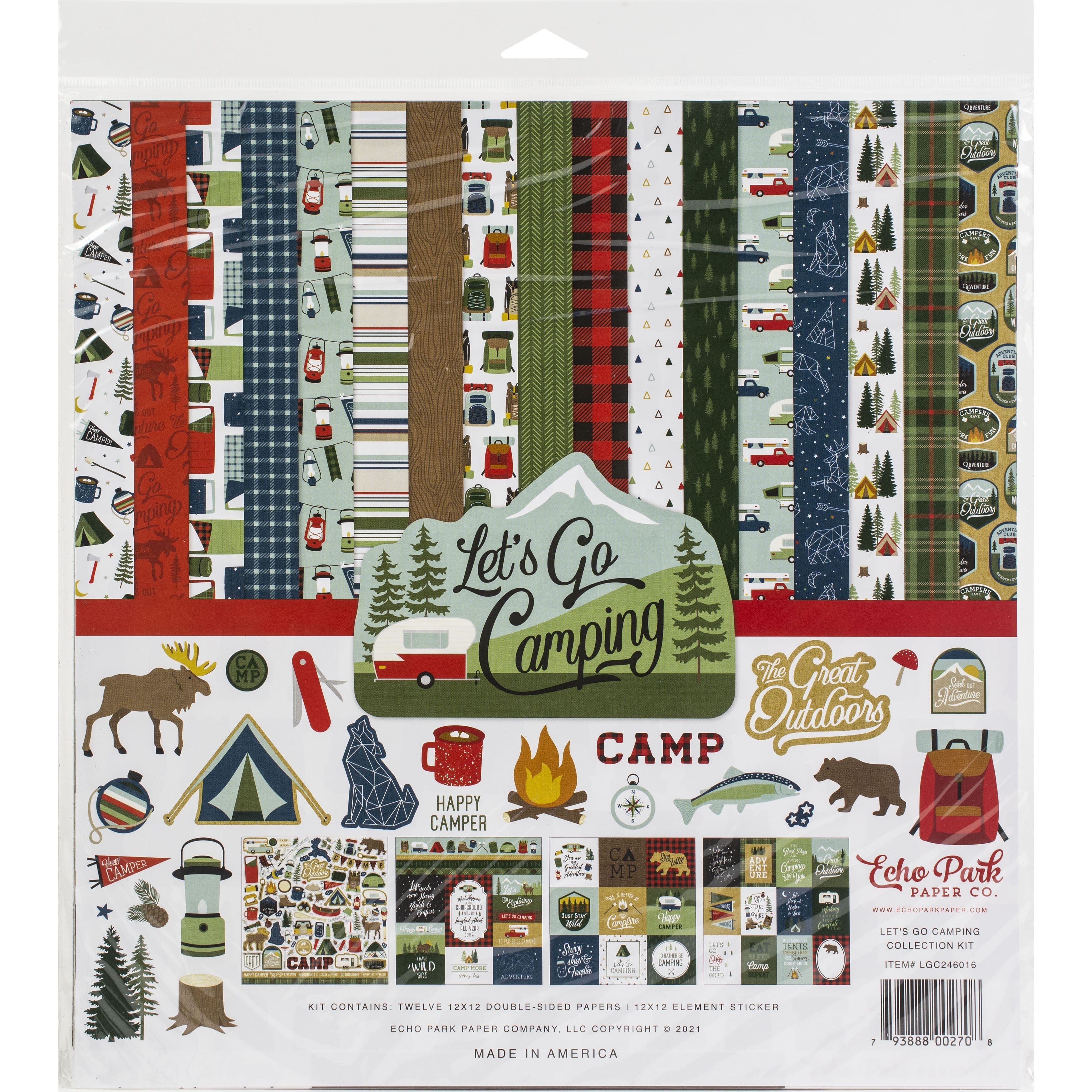 Echo Park™ Paper Co. Let's Go Camping Paper Craft Collection Kit, 12" x 12"