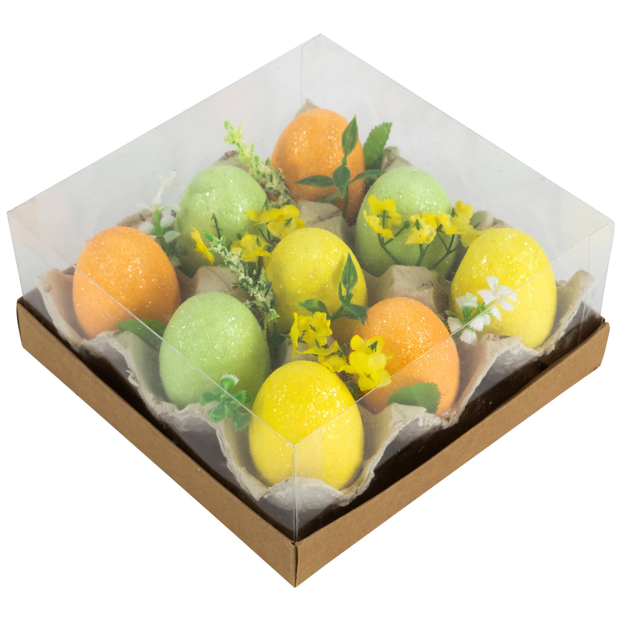 6.25" Glittered Easter Eggs with Carton Decoration