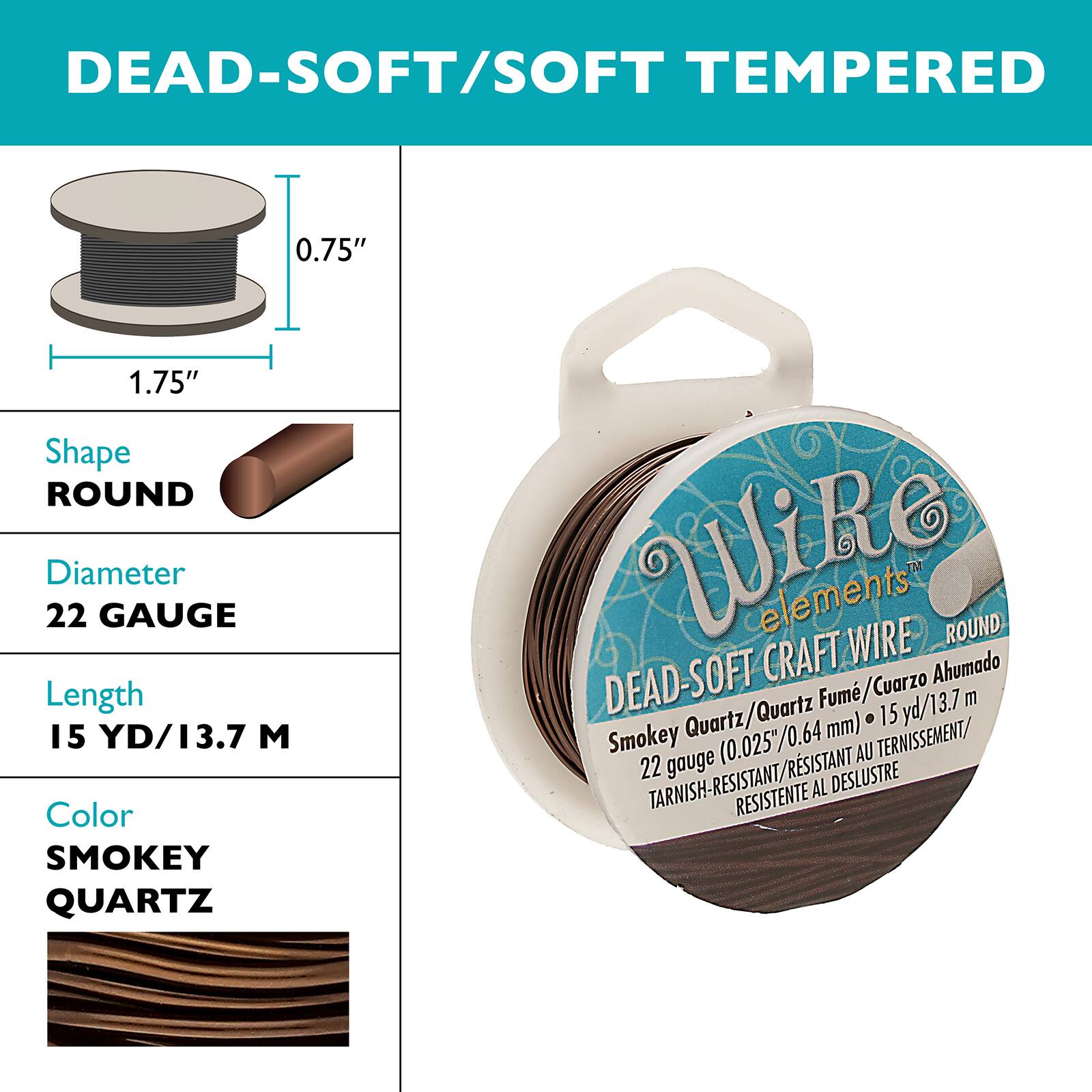 The Beadsmith® Wire Elements™ 22 Gauge Tarnish Resistant Soft Temper Wire, 15yd.