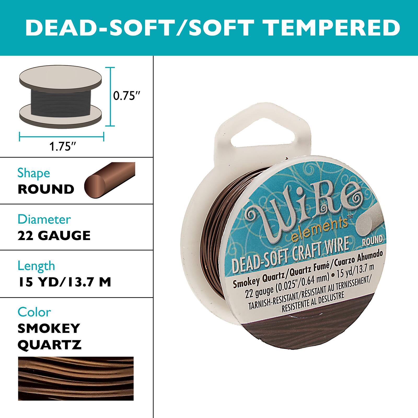 The Beadsmith® Wire Elements™ 22 Gauge Tarnish Resistant Soft Temper Wire,  15yd.