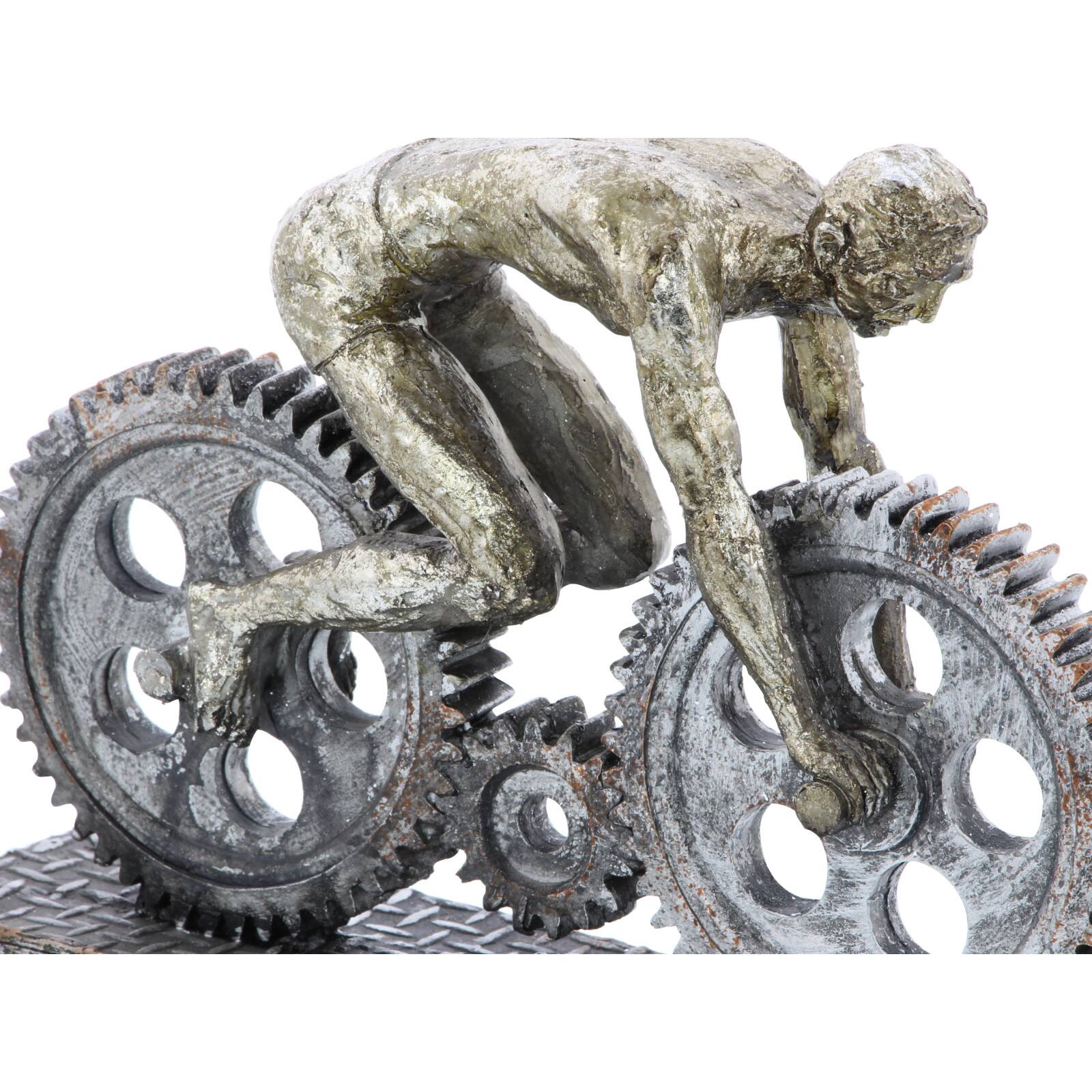 10" Silver Polystone Industrial Bicycle Sculpture