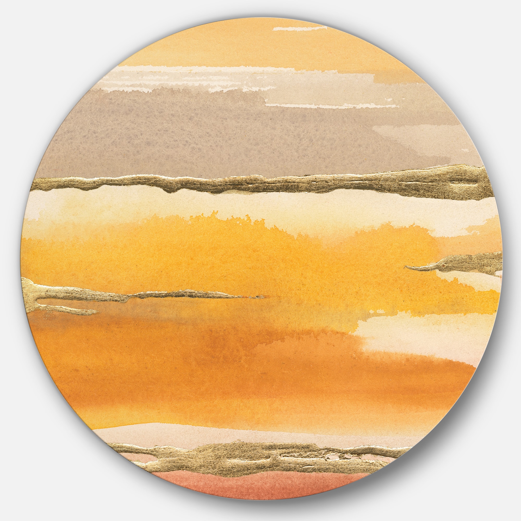 Designart - Gilded Amber II - Glam Metal Circle Wall Art