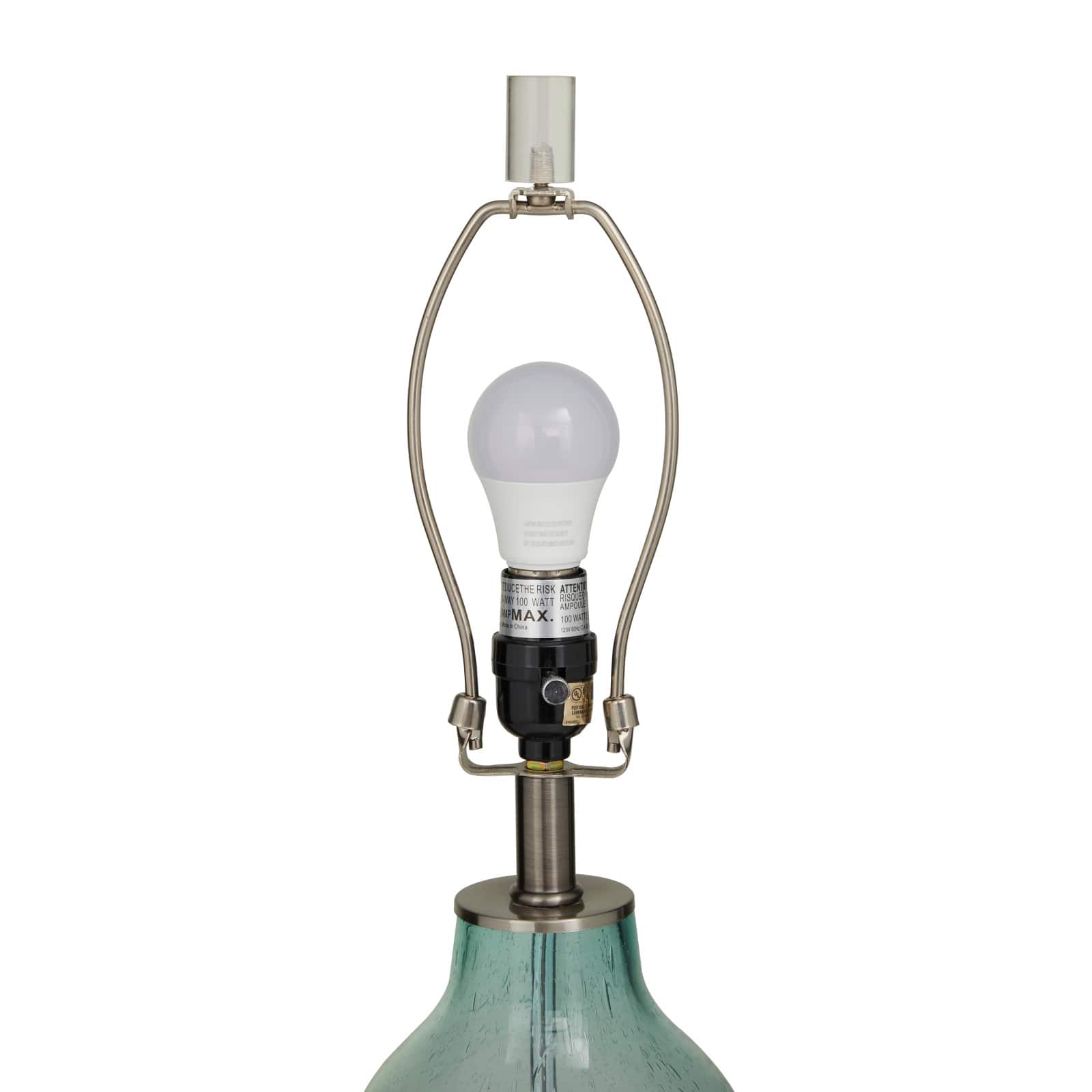 Teal Glass Table Lamp Set of 2 16", 25"