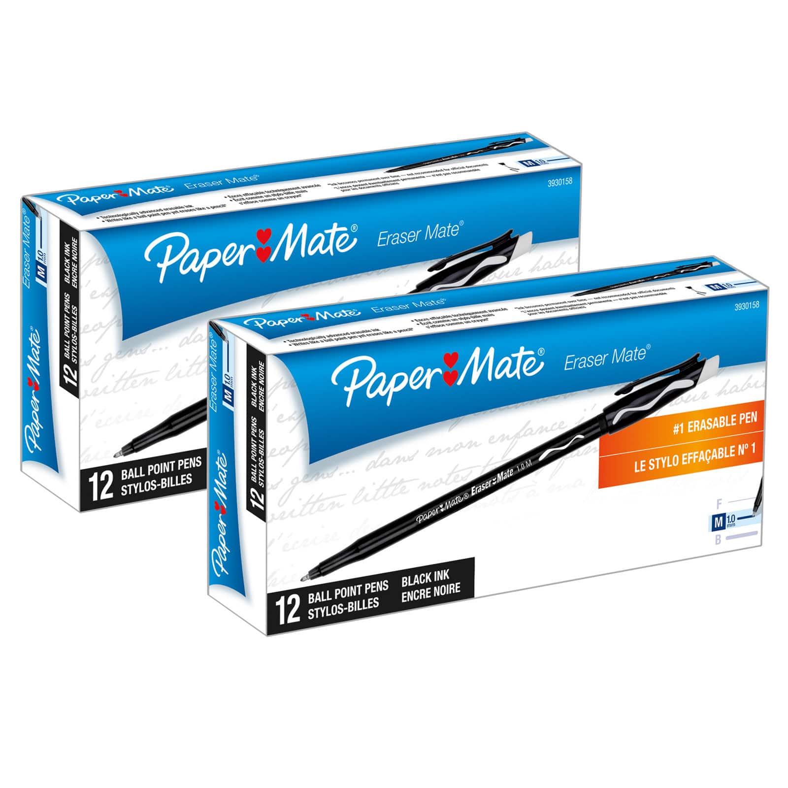Paper Mate® Eraser Mate® Black Pen, 2 Packs of 12