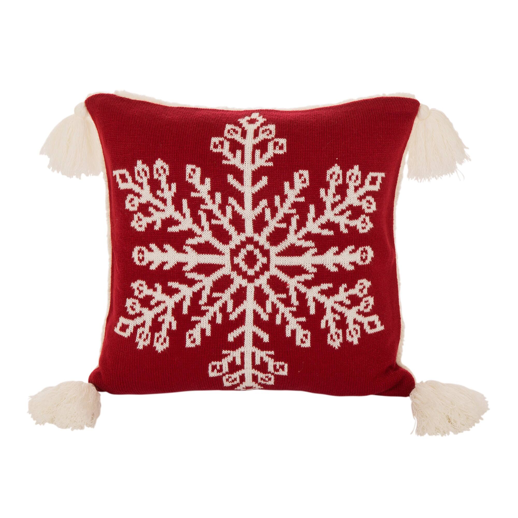 Glitzhome® Knitted Snowflake Red Pillow Covers, 2ct.
