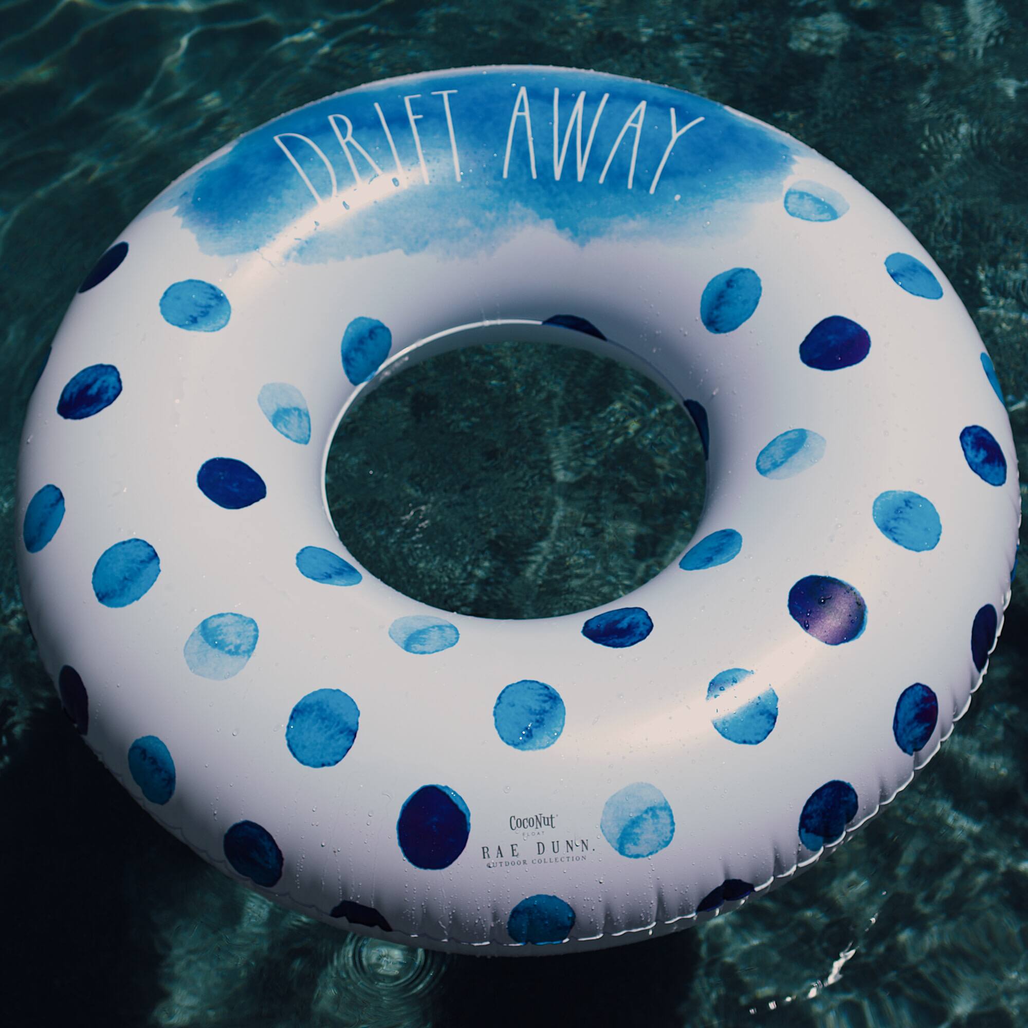 Rae Dunn 4ft. Drift Away Indigo Polka Dot Pattern Ring Float