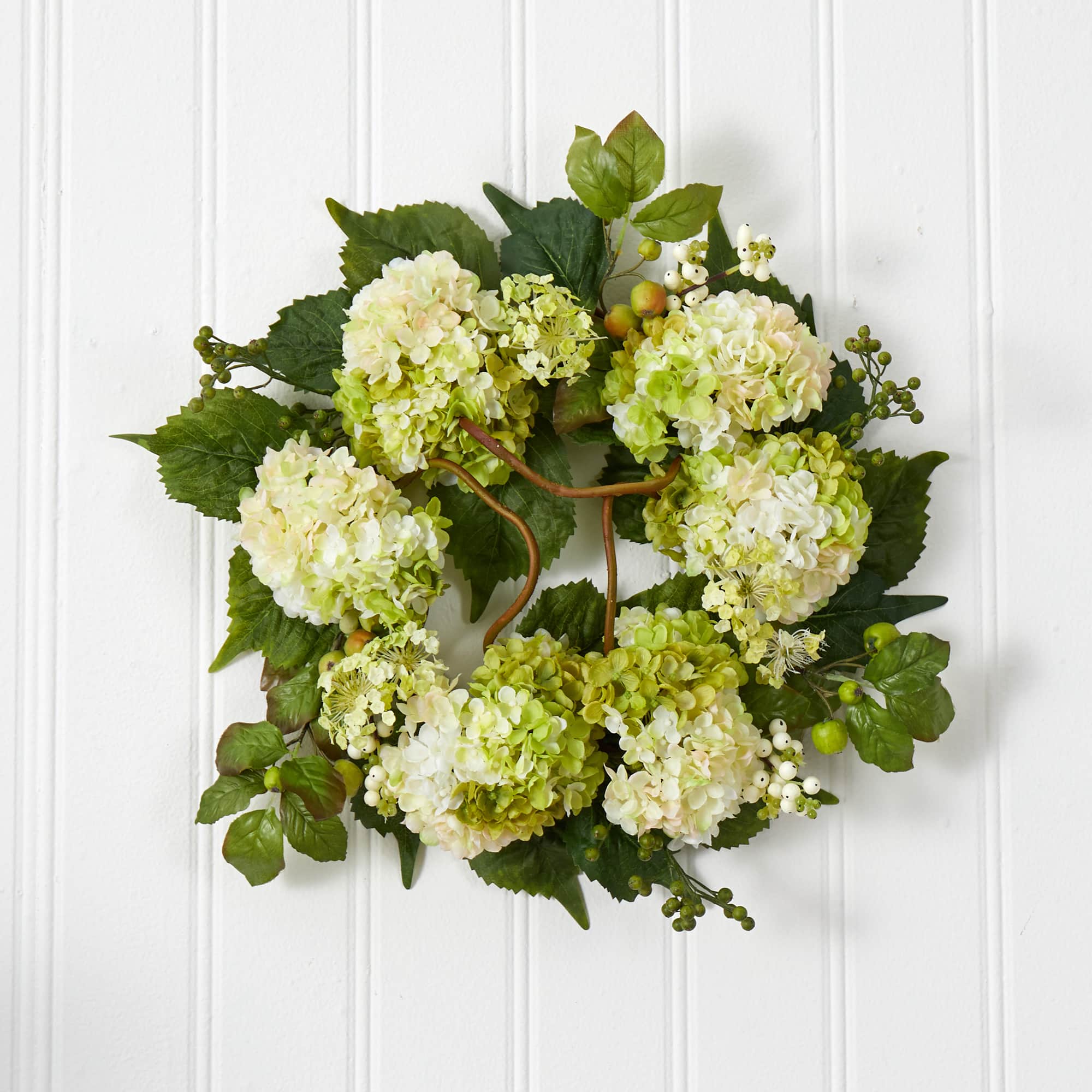 22&#x201D; Green &#x26; Cream Hydrangea Wreath