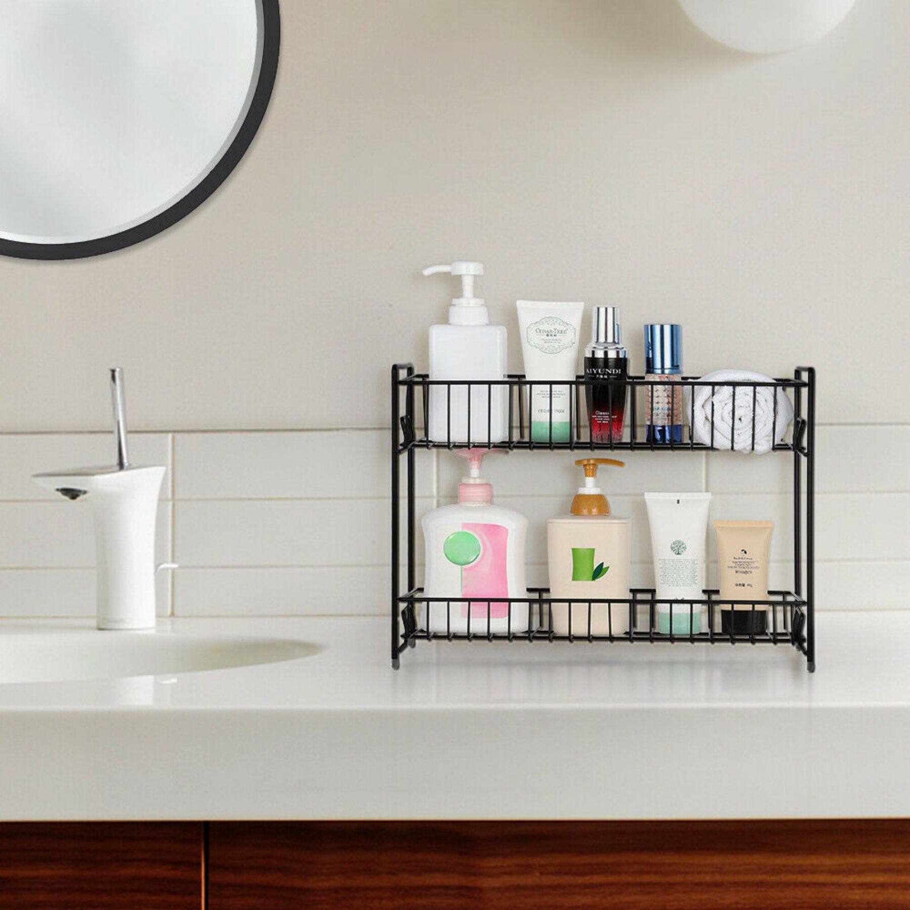 NEX&#x2122; 2-Tier Black Kitchen Countertop Spice Rack Organizer