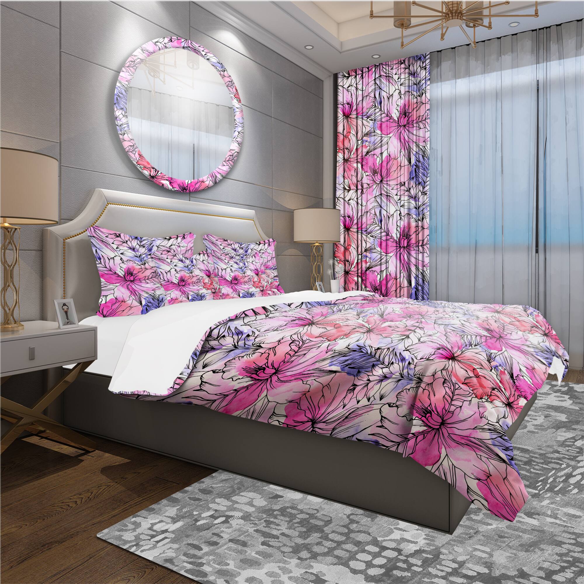 Designart &#x27;Floral Pattern&#x27; Modern &#x26; Contemporary Bedding Set - Duvet Cover &#x26; Shams