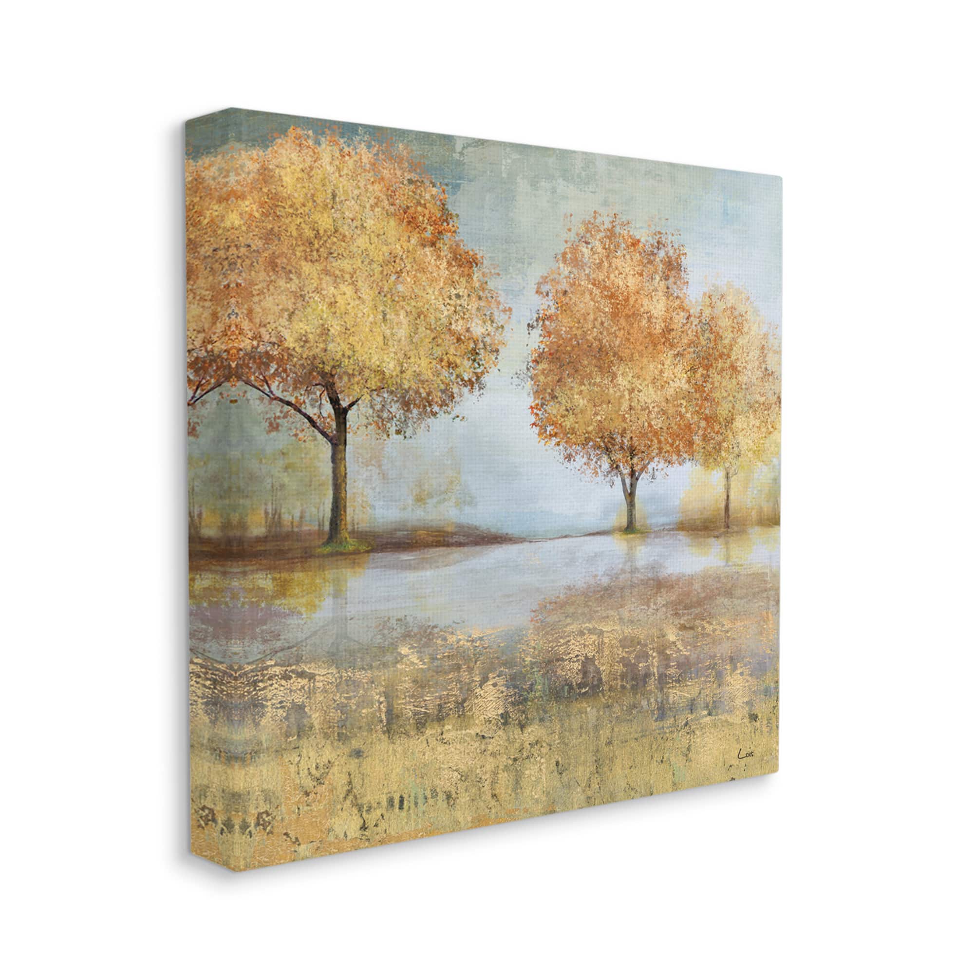 Stupell Industries Autumn Trees by Lake Canvas Wall Art