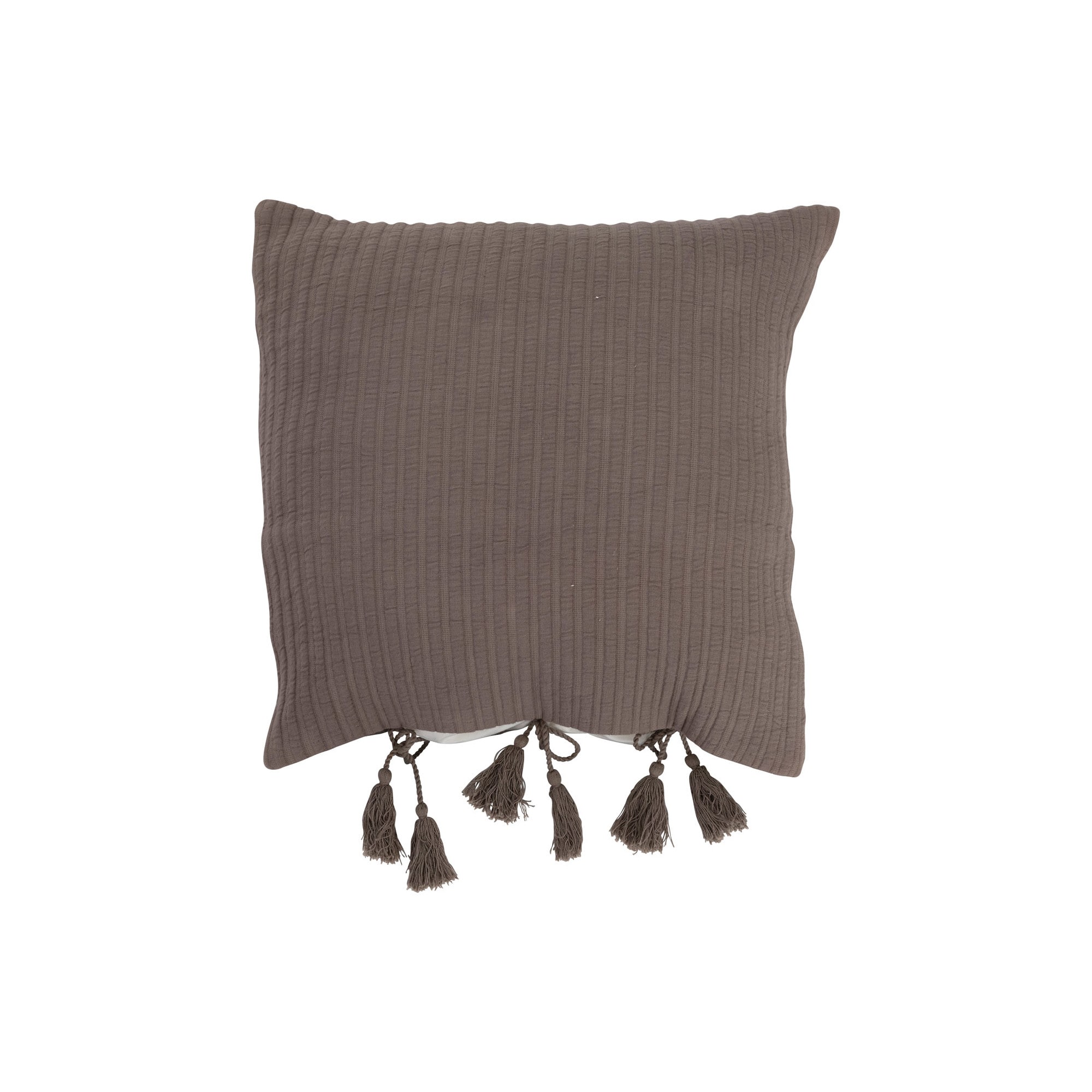 Hello Honey® Gray Woven Cotton Pillow with Tassel Ties