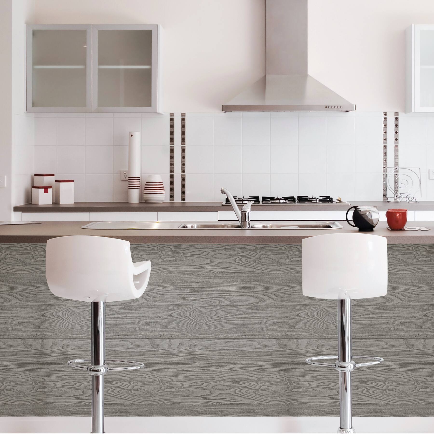 NuWallpaper Gray Salvaged Wood Peel &#x26; Stick Wallpaper