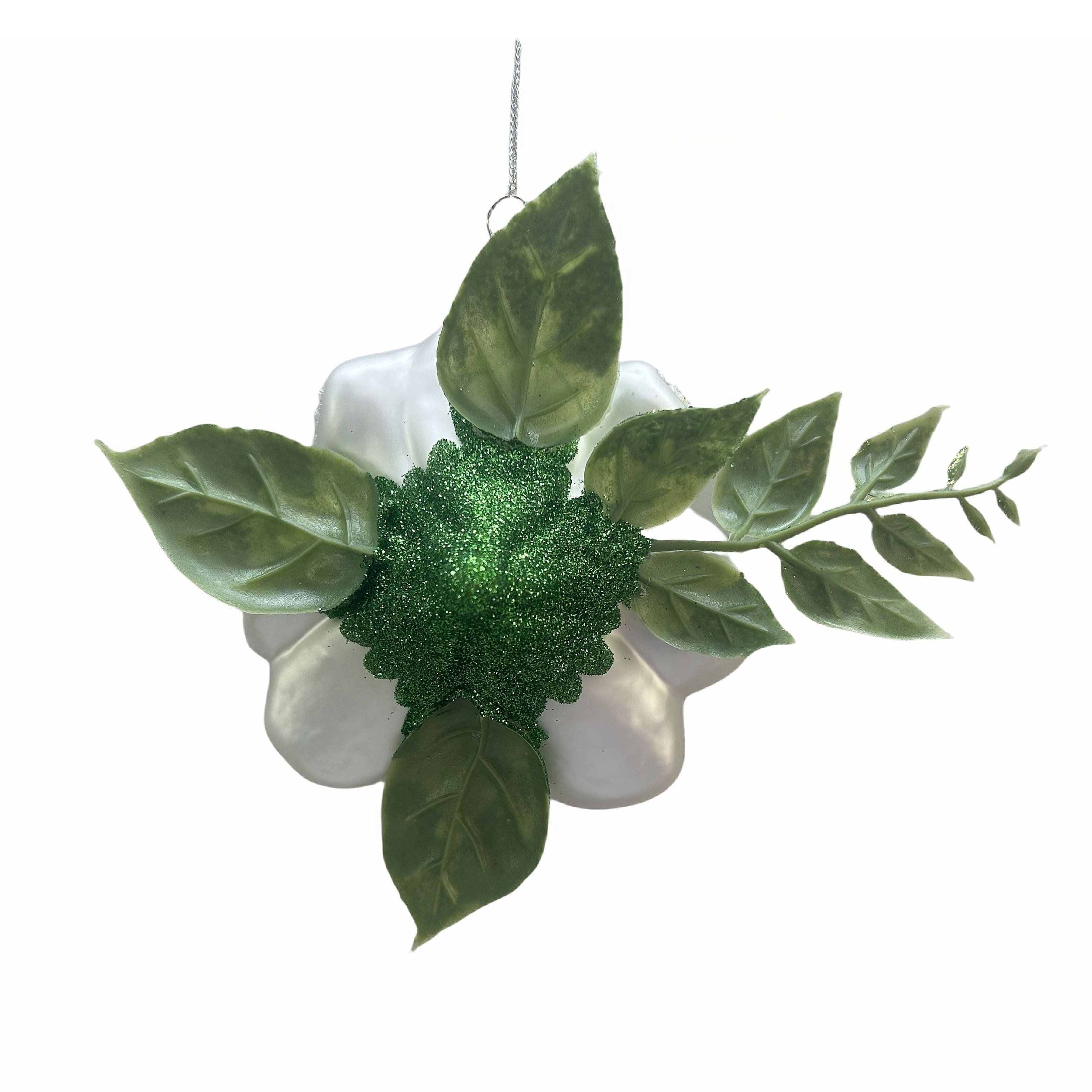 6.25&#x22; White Camellia Flower Glass Ornament by Ashland&#xAE;