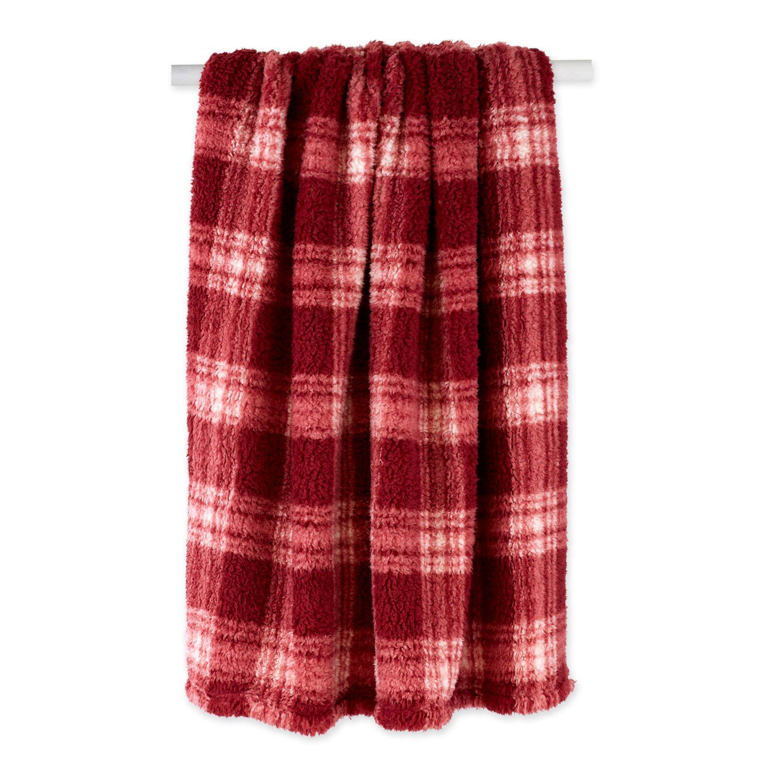 DII® Barn Red Farmhouse Plush Plaid Throw