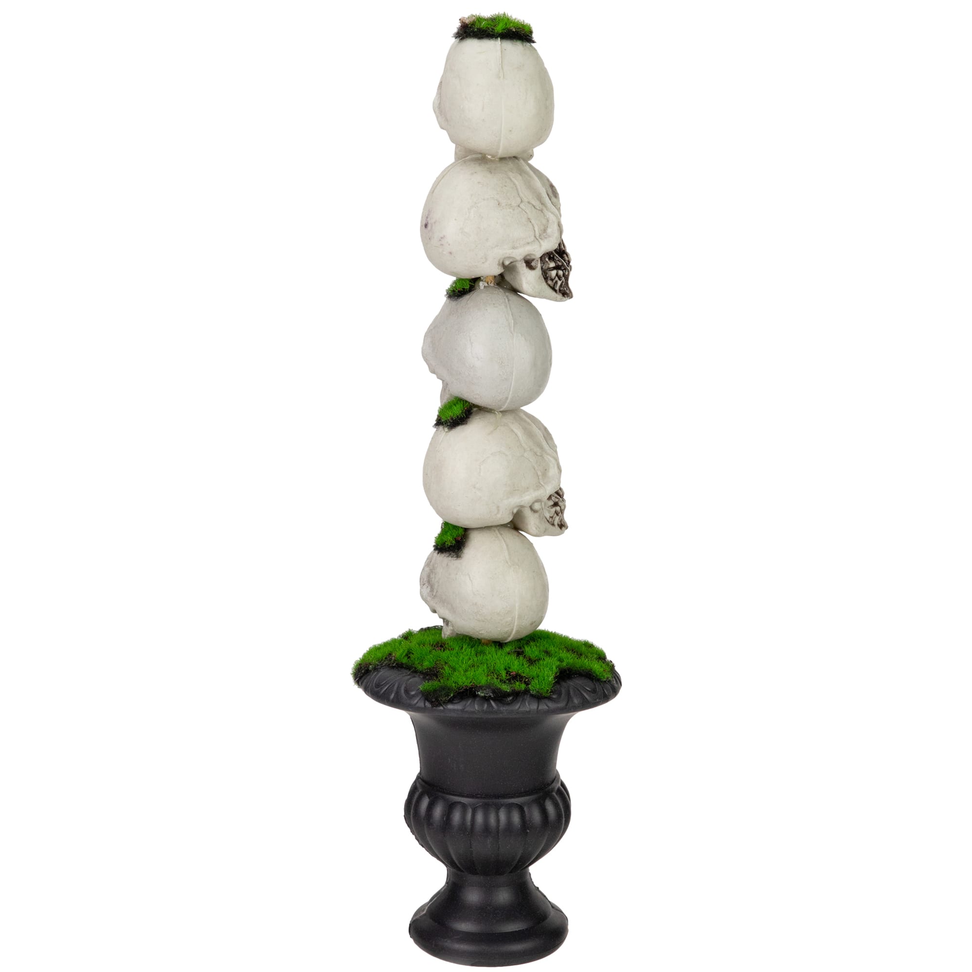 16&#x22; Skull Tower Topiary in Urn Halloween Decoration