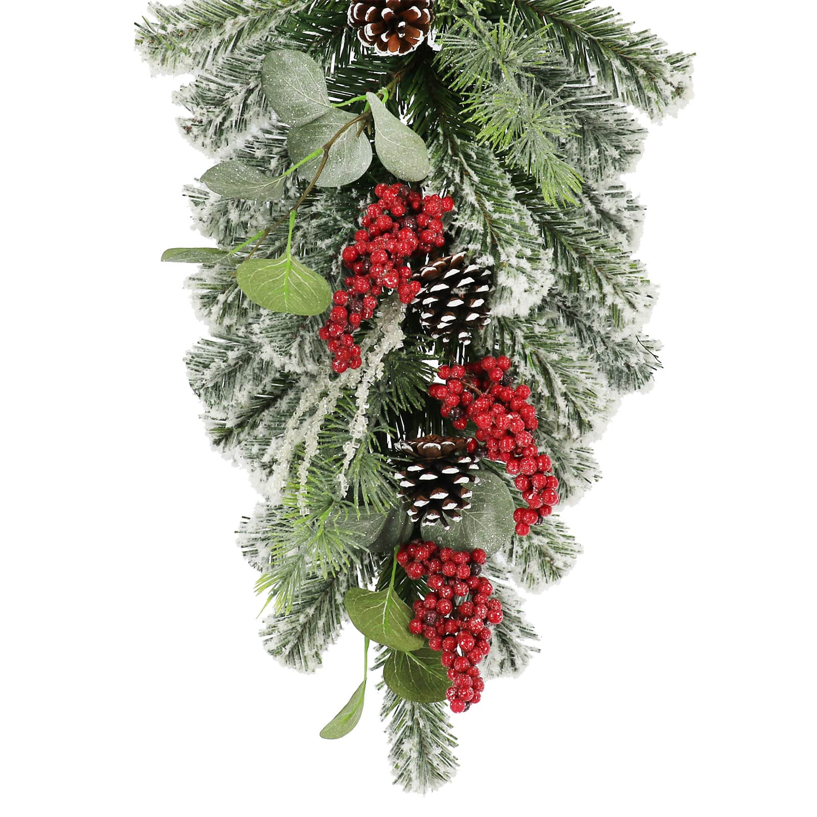 24&#x22; Snowy Pine with Red Berry &#x26; Pinecone Teardrop by Ashland&#xAE;