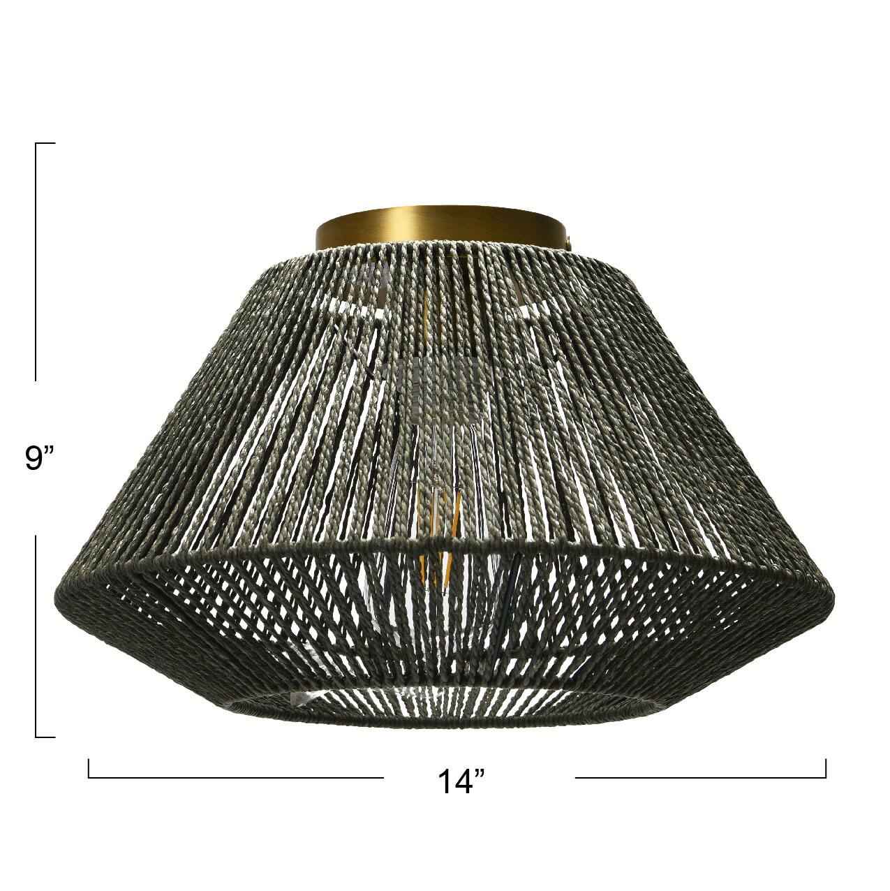 Hello Honey® 14" Gray Flush Mount Ceiling Light with Woven Paper Rope Shade