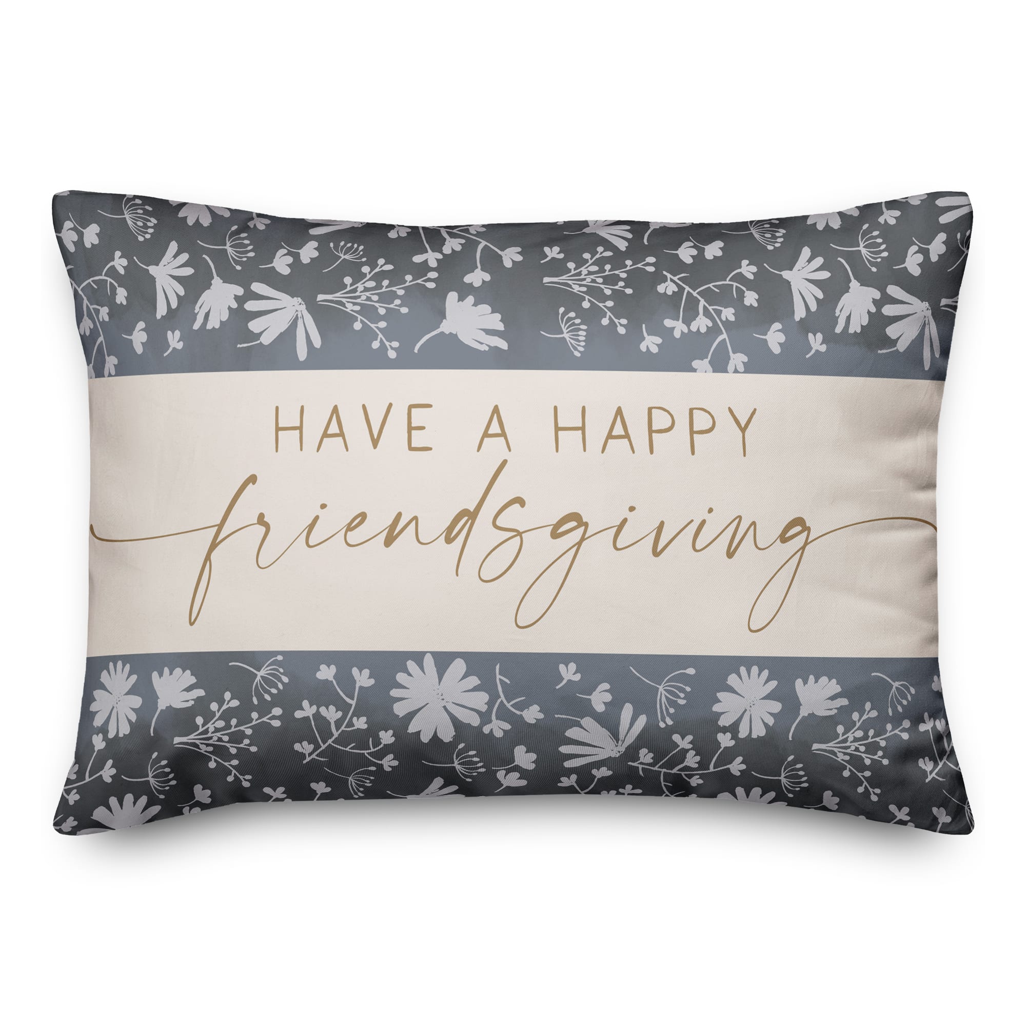 Happy Friendsgiving Blue Throw Pillow
