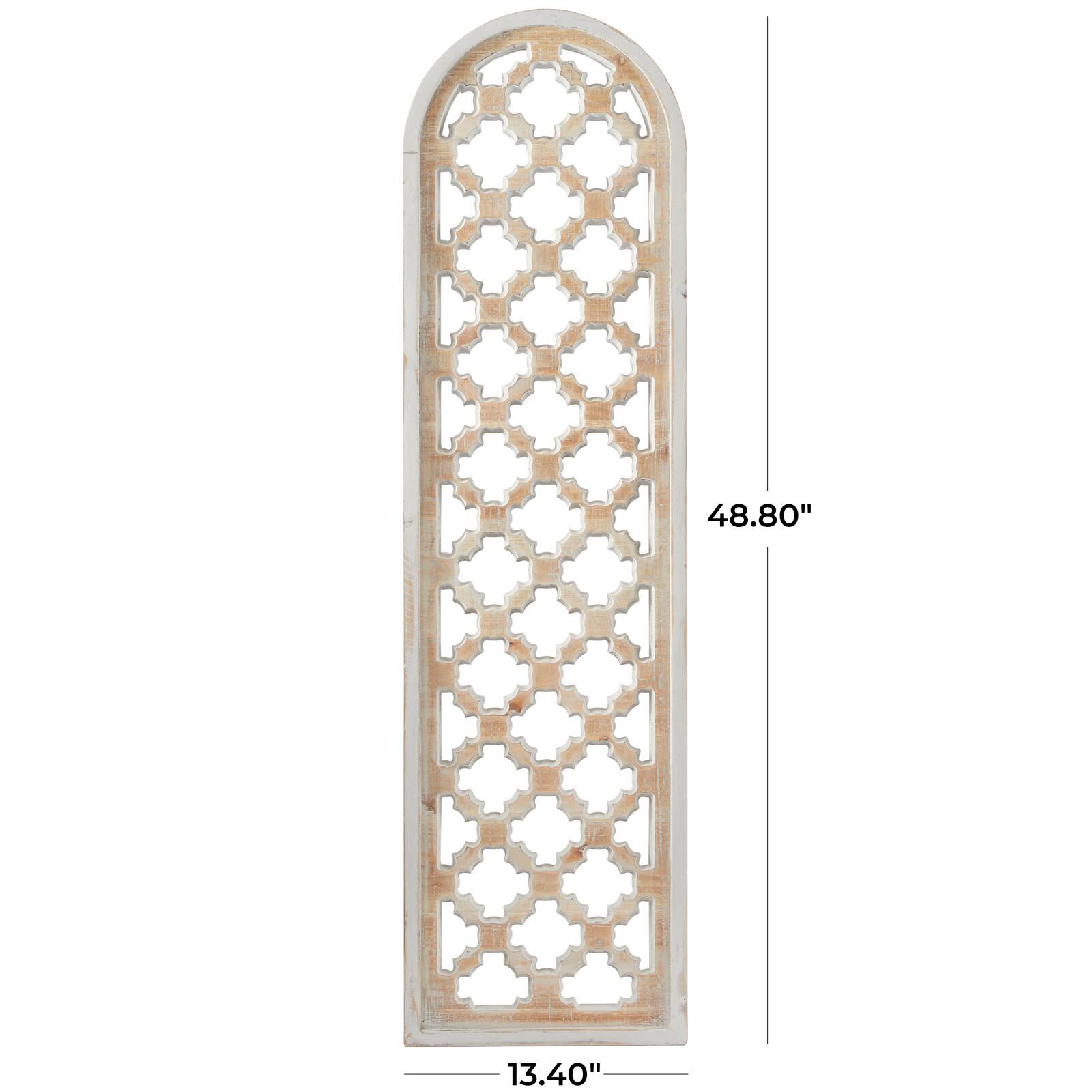 Brown Wood Carved Trellis Geometric Wall Decor 13" x 1" x 49"