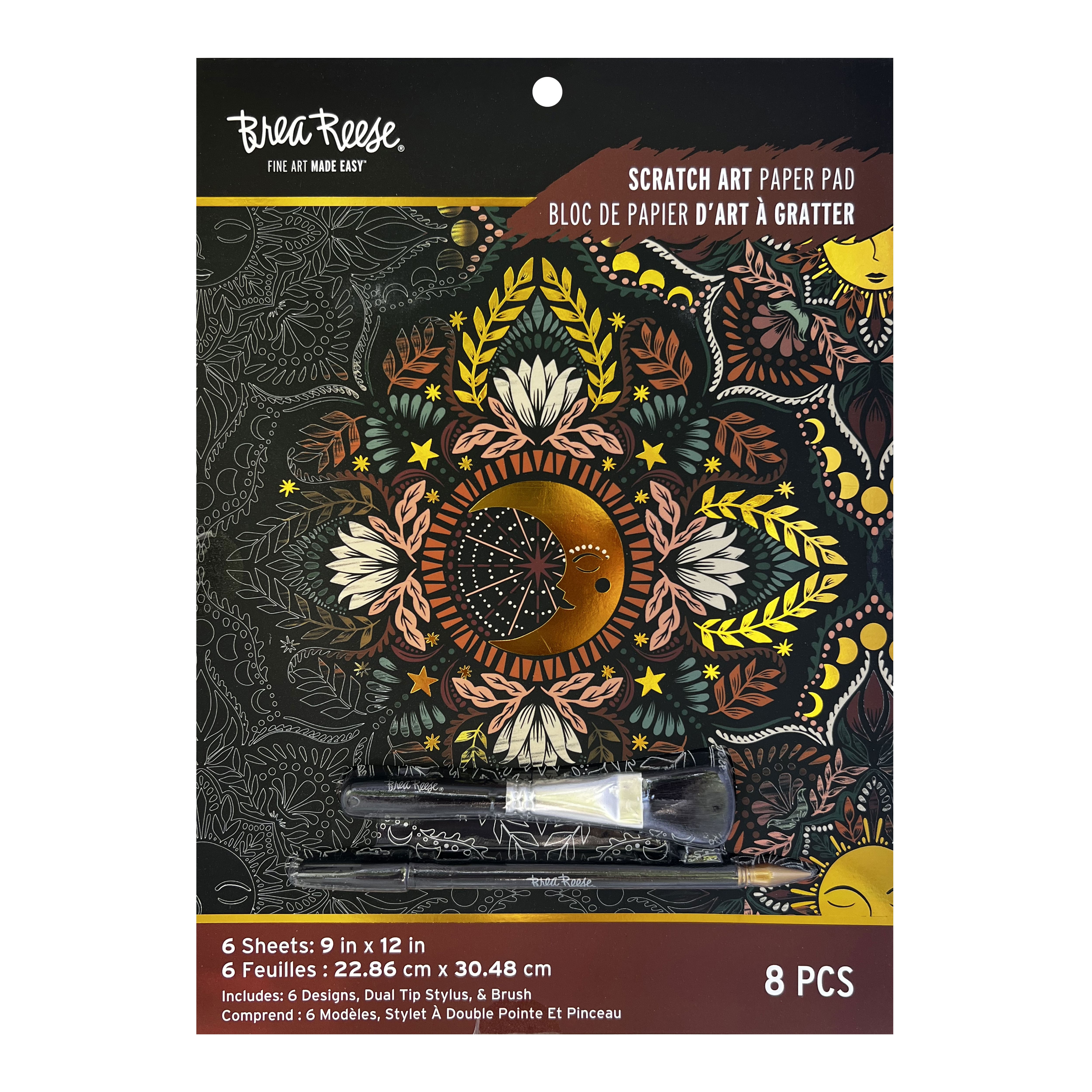 Brea Reese™ 9" x 12" Fall Moon & Sun Scratch Art Paper Pad