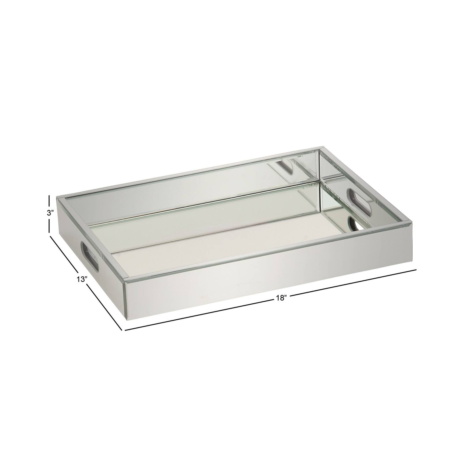 Silver Wood Glam Decorative Tray