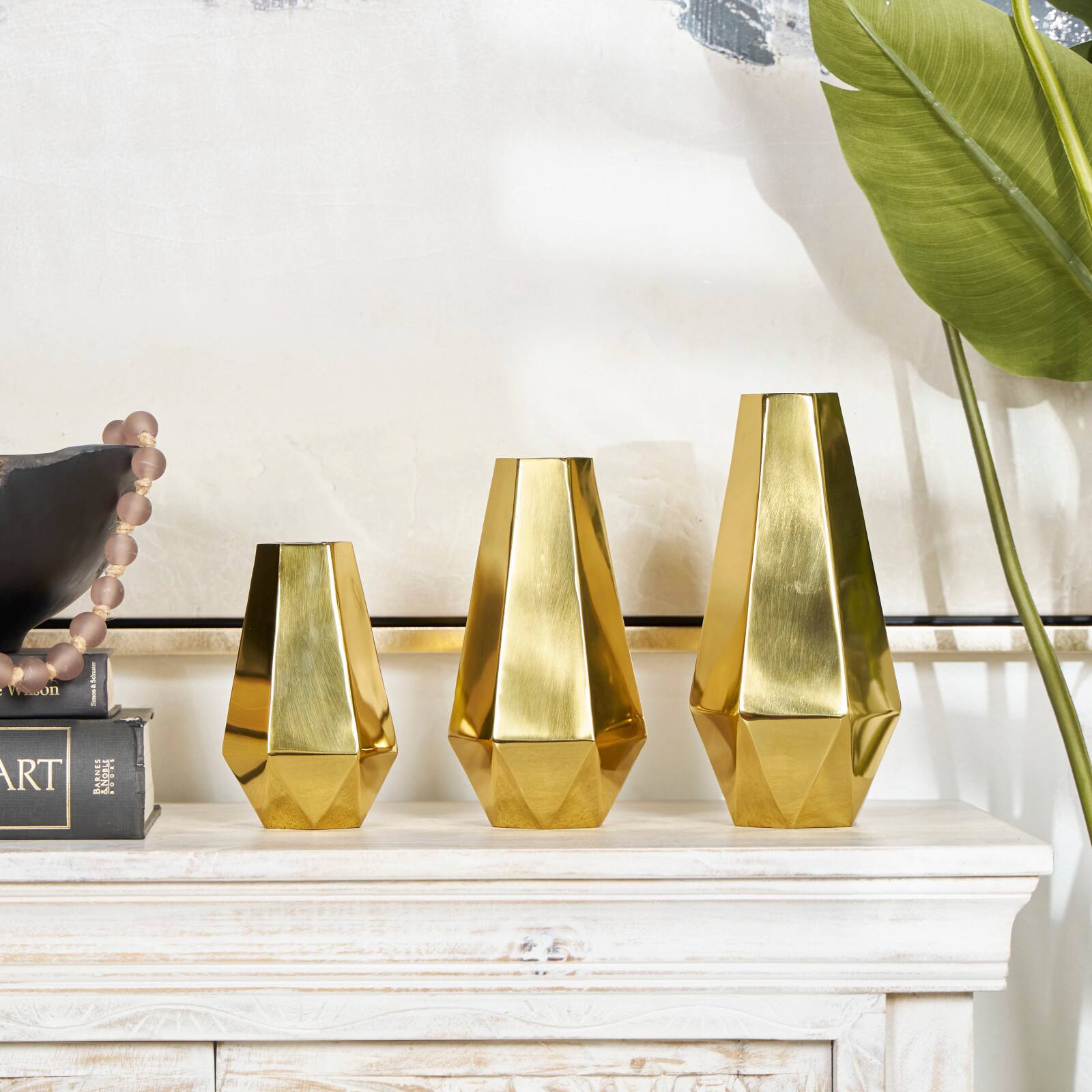 Stainless Steel Geometric Hexagon Shaped Vase Set