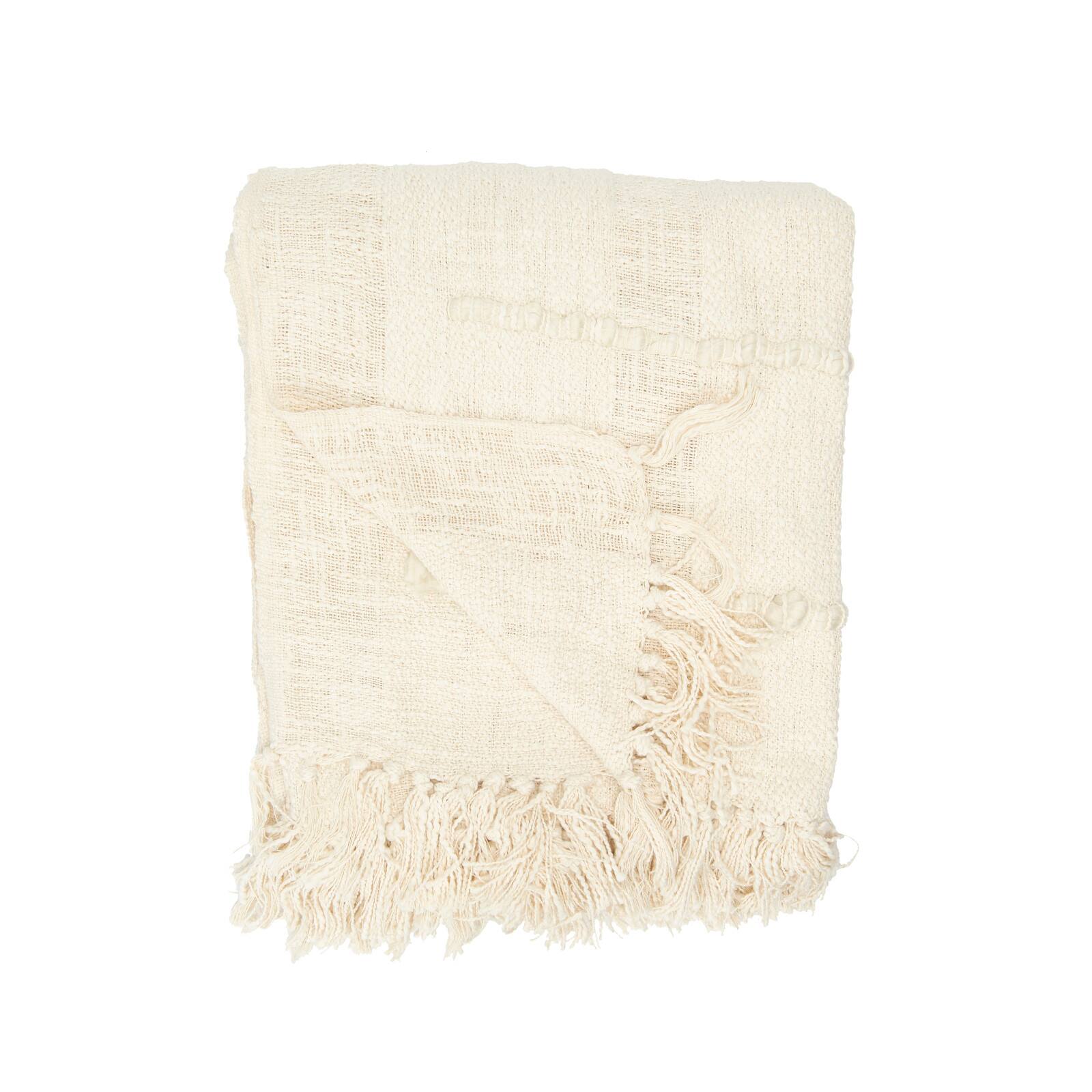 Hello Honey® Cream Cotton Blend Chenille Throw with Fringe