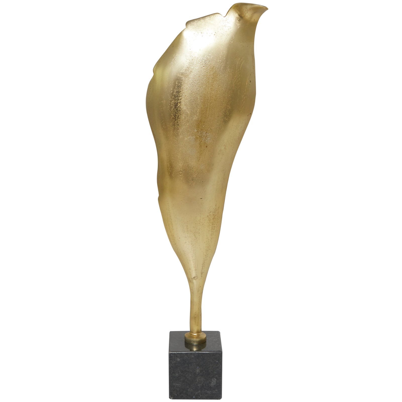 39.75" Gold Aluminum Textured Abstract Leaf Sculpture Décor