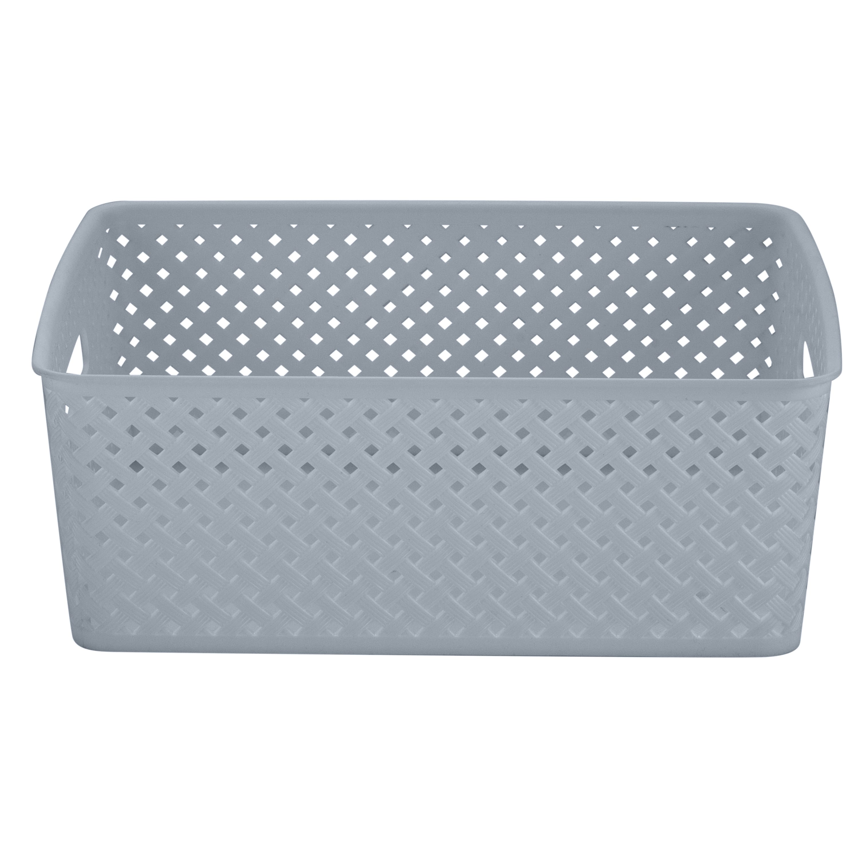 Simplify Medium Gray Wicker Storage Bin, 2ct.