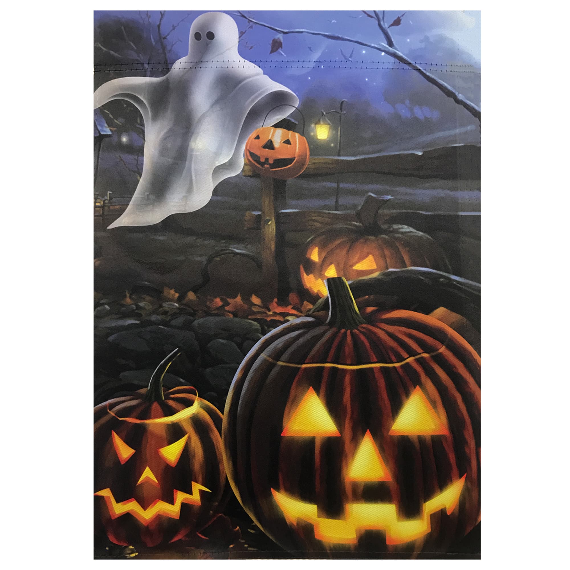 Pumpkins &#x26; Ghost Spooky Halloween Outdoor Garden Flag, 12.5&#x22; x 18&#x22;