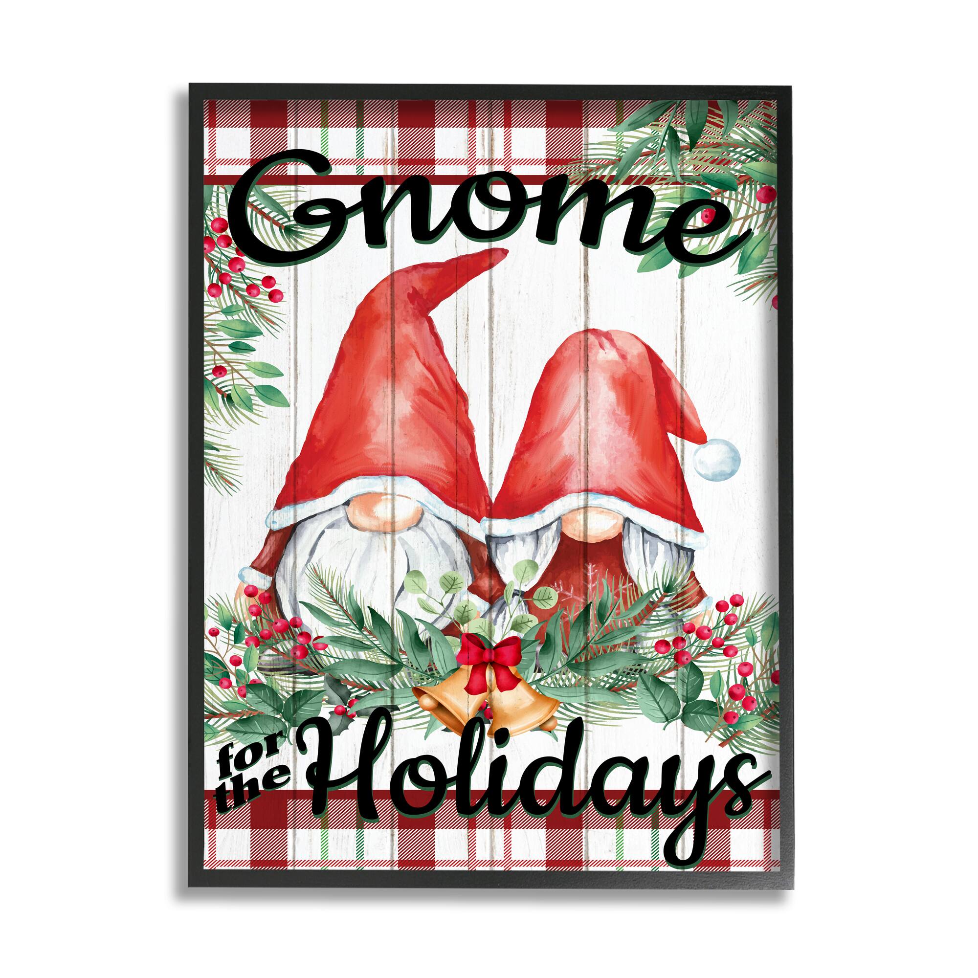 Stupell Industries Gnome For The Holidays Plaid Framed Giclee Art