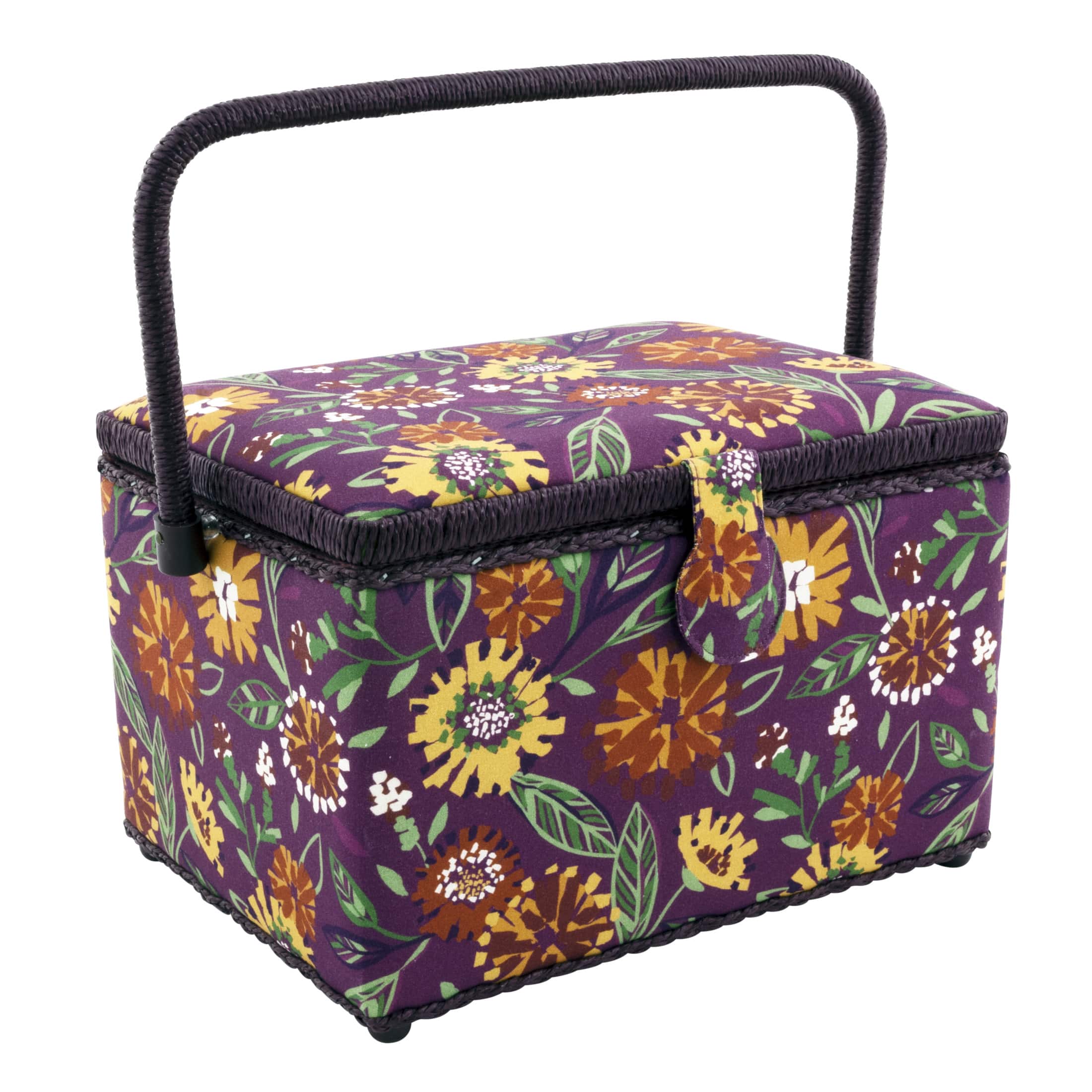 Dritz® Large Purple Floral Sewing Basket with Removable Tray