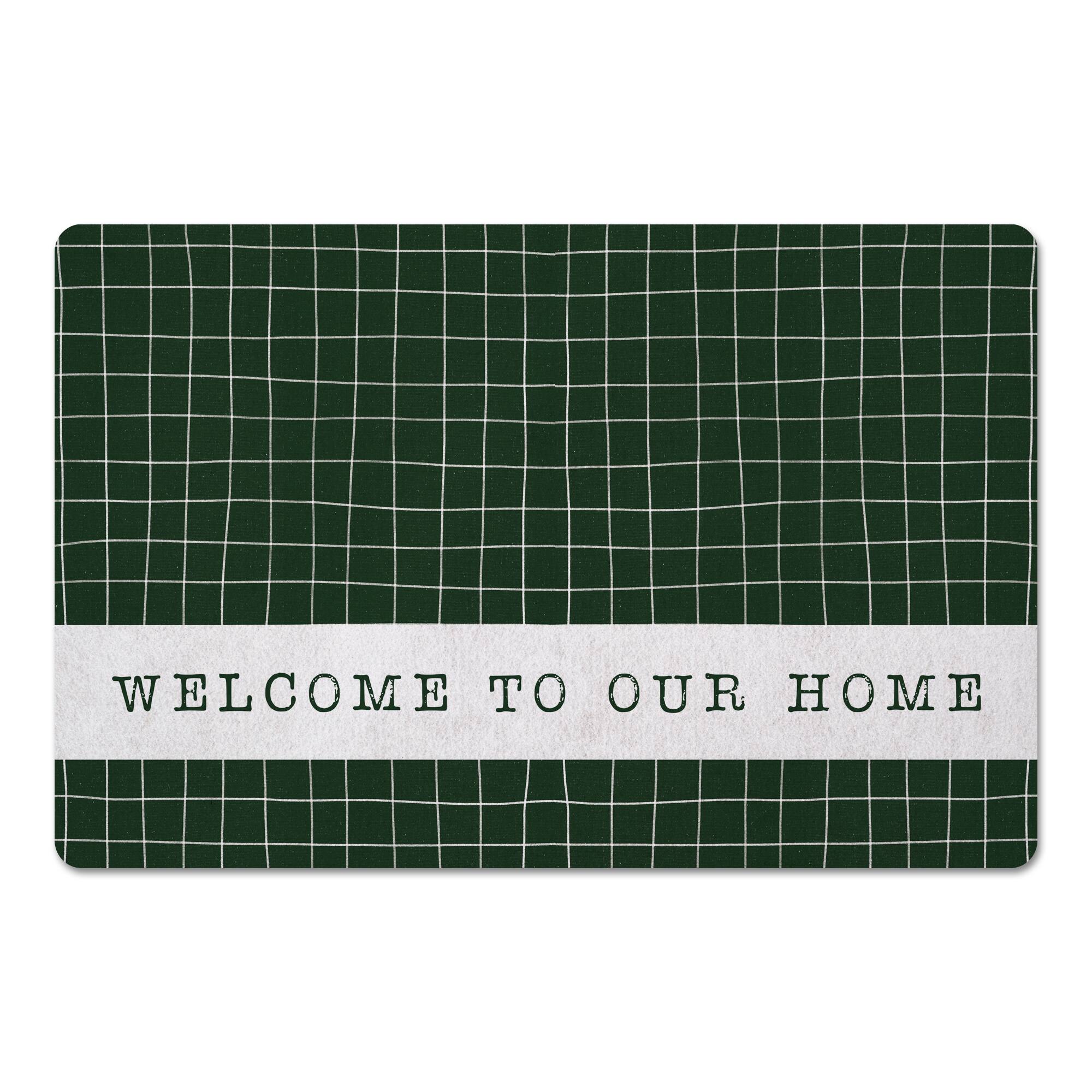 Dark Green and White Pencil Grid Floor Mat By Designs Direct in Dark Green/White | 27" x 0.5" x 18" | Michaels®