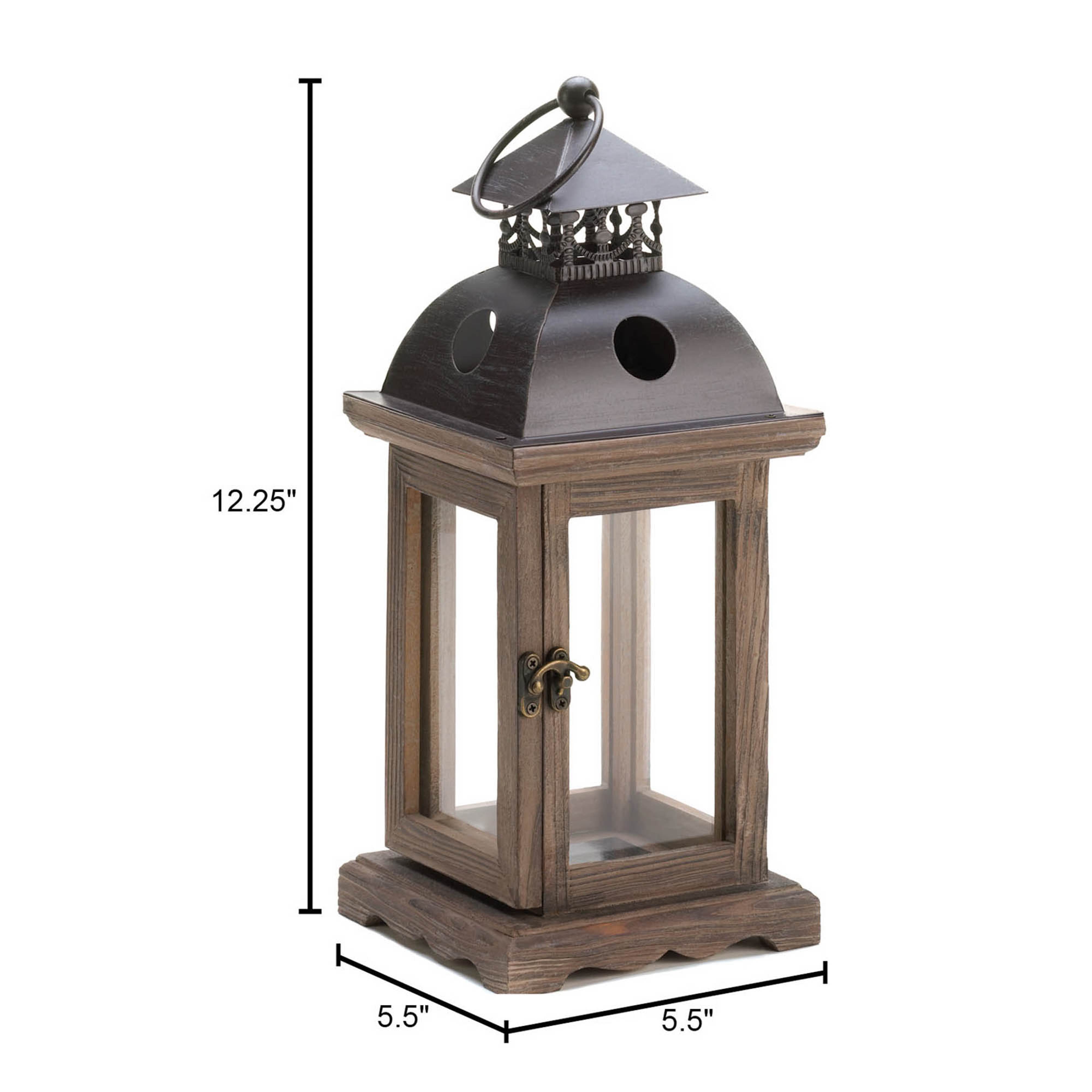 12.25&#x22; Rustic Wooden Hanging Monticello Candle Lantern