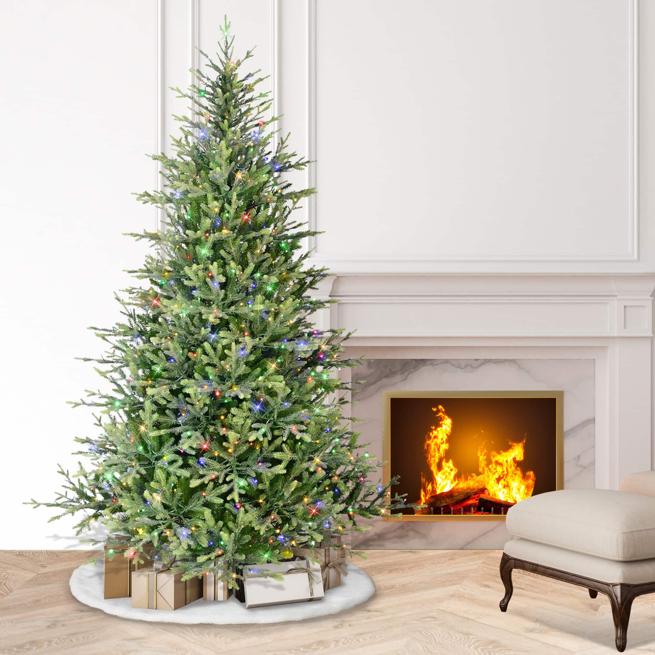 7.5ft. Pre-Lit Miracle Shape&#x2122; Alberta Spruce Artificial Christmas Tree, Dual-Color LED Lights