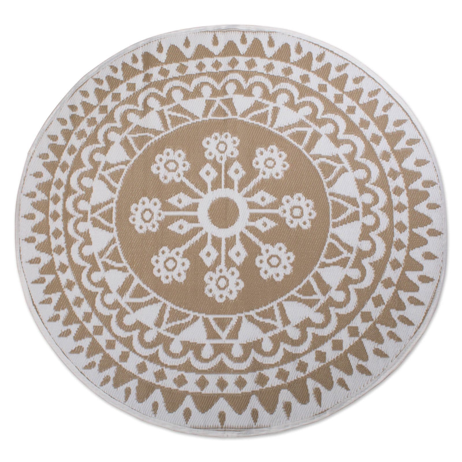 DII&#xAE; Round Taupe Floral Outdoor Rug, 5ft.