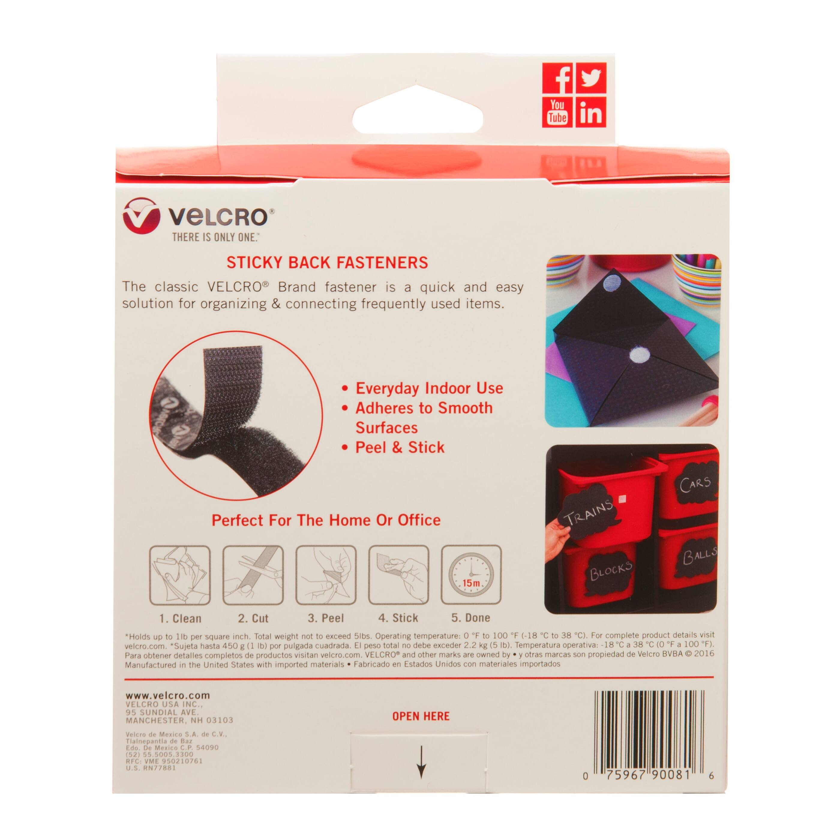 6 Pack: VELCRO® Brand Sticky Back Black Tape, 15ft.